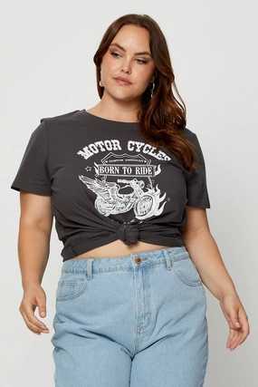 Grey Graphic T-shirt Crew Neck Short Sleeve Active Design Active Design Wear