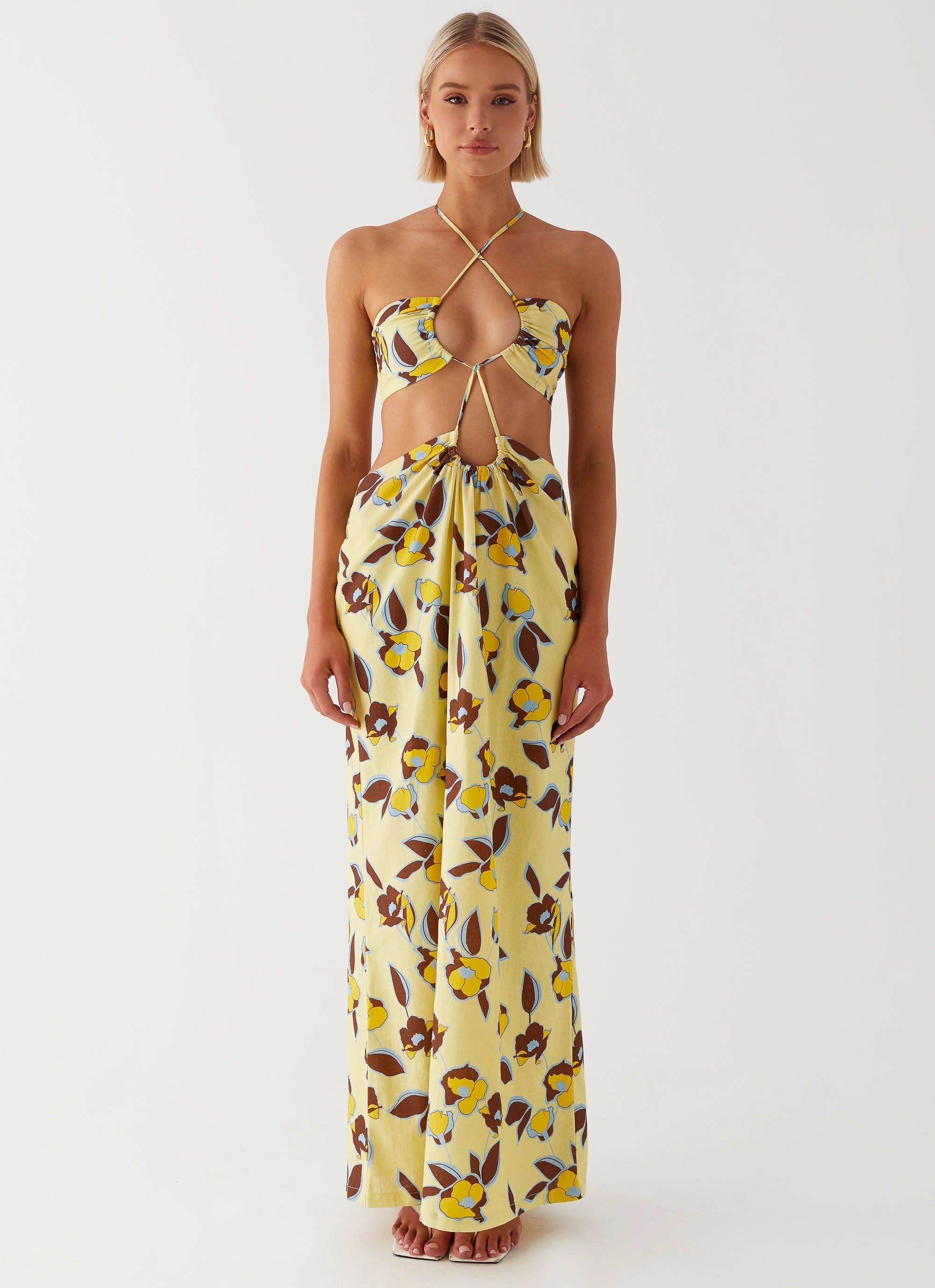 Night Out Event Safe Nora Linen Maxi Dress - Primrose