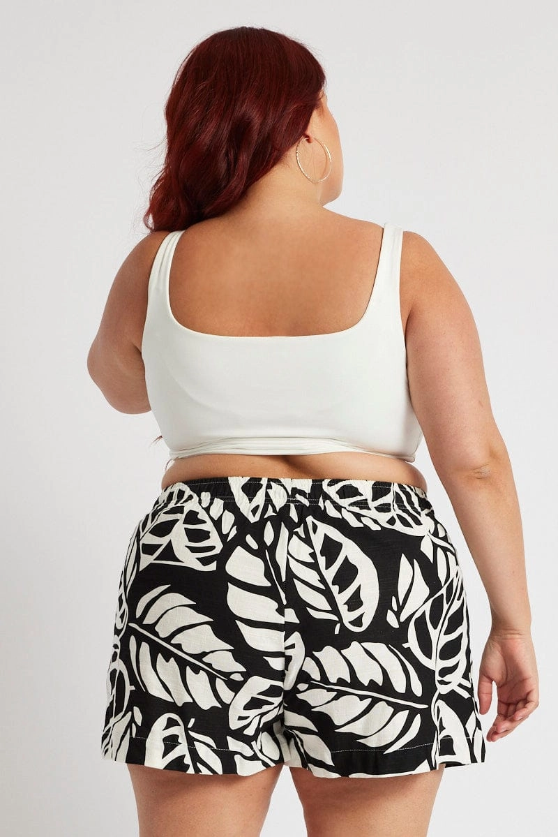 Black Abstract Relaxed Shorts High Rise Lounge Wear