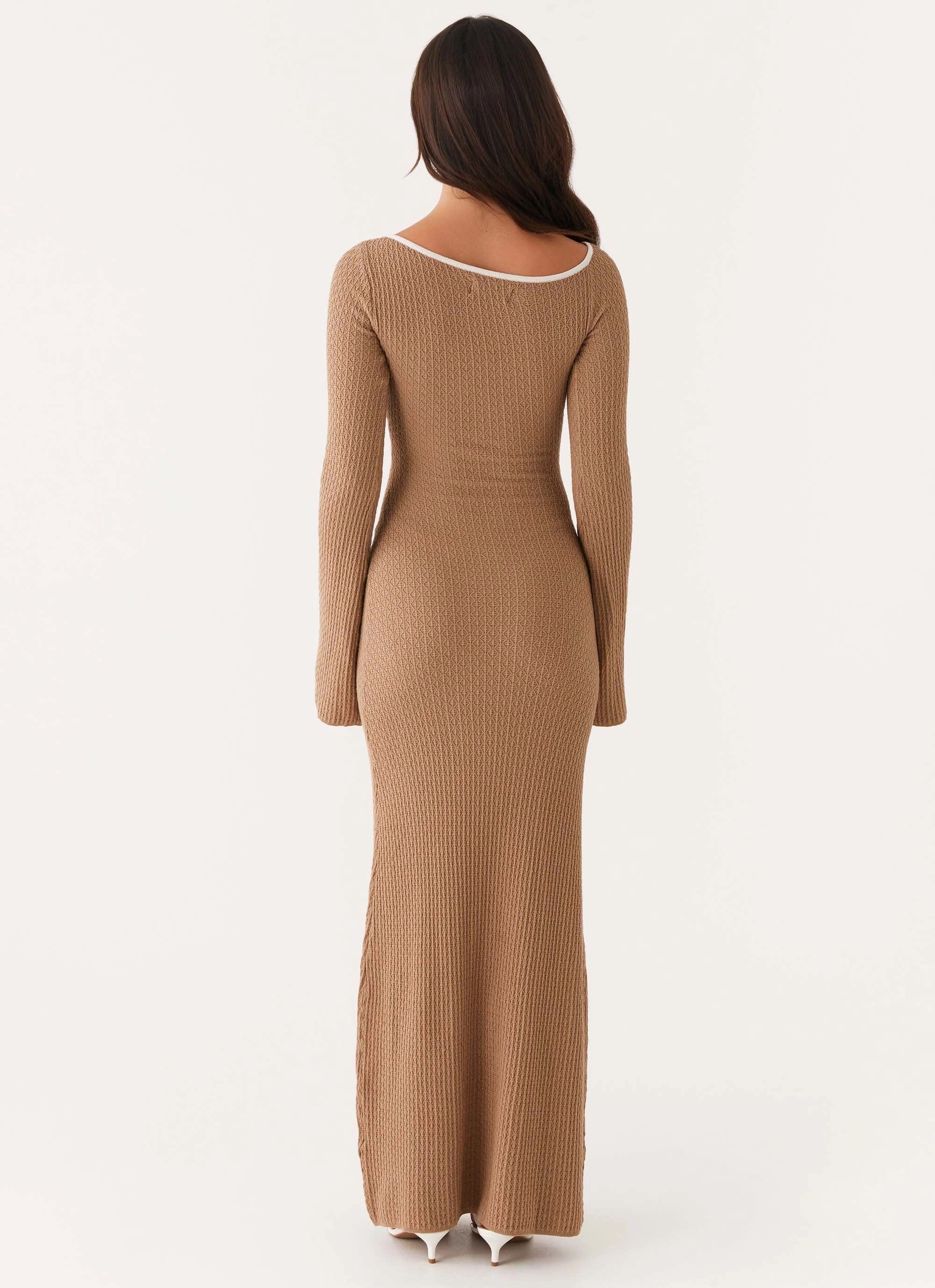 Hilary Crochet Maxi Dress - Tan Photo Bright Polished look dress