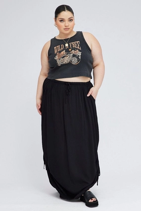 Black Graphic Tank Top Crew Neck cotton material