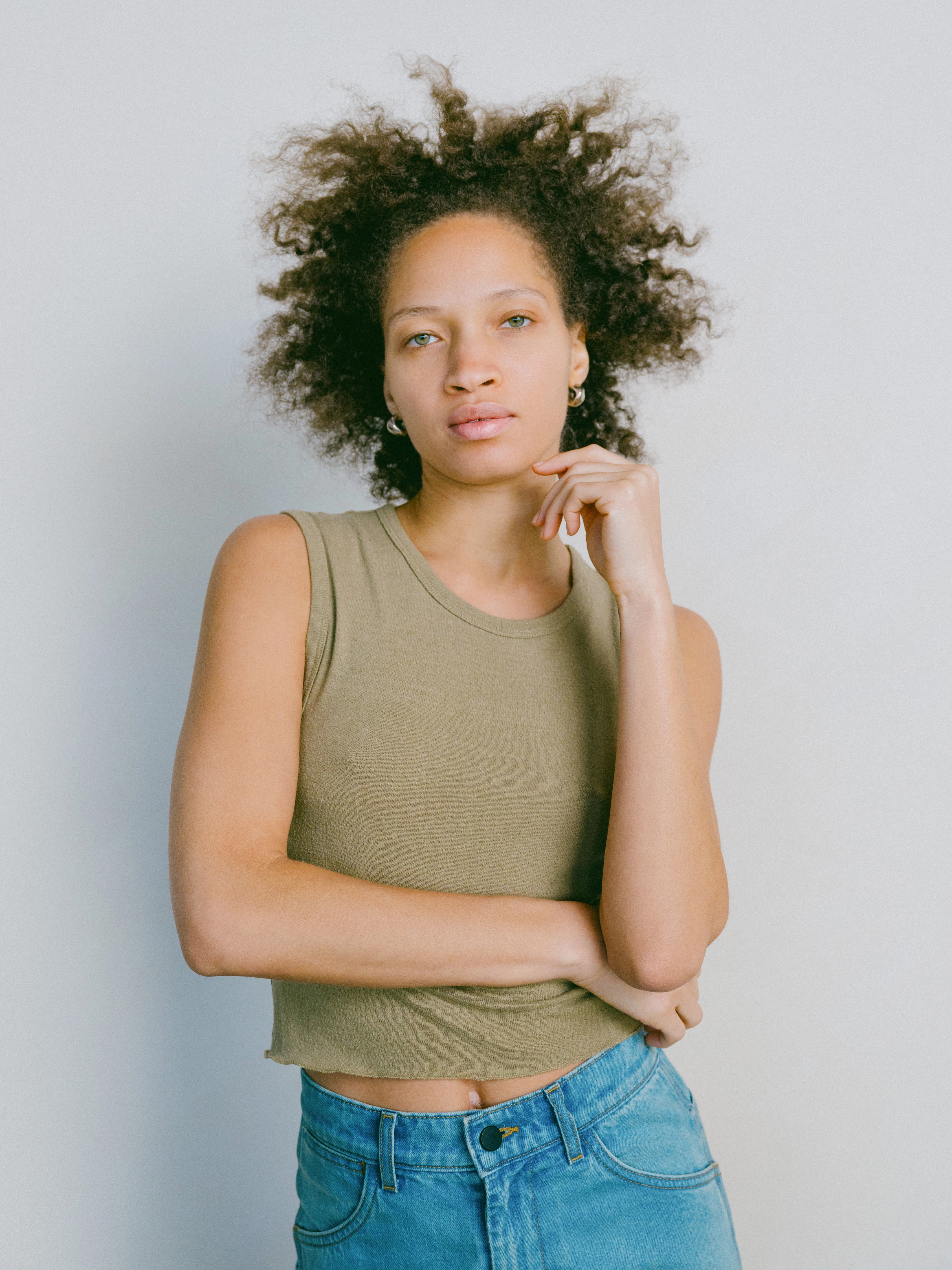 Tasi Crop, Regen Silk Noil Jersey, Sage funky Quick Dry Fabric