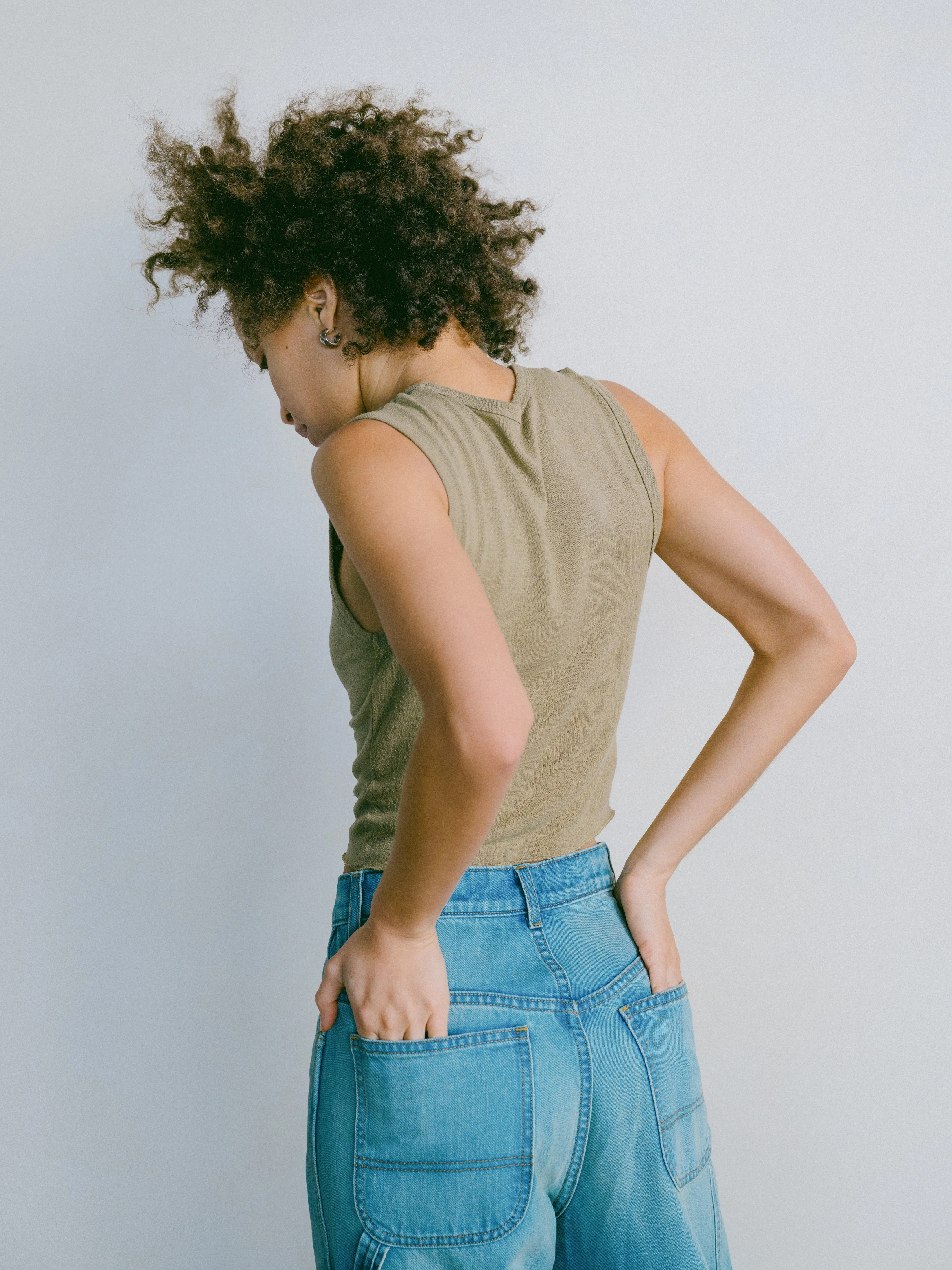 Tasi Crop, Regen Silk Noil Jersey, Sage Garment Dyed Technique Timeless Wear