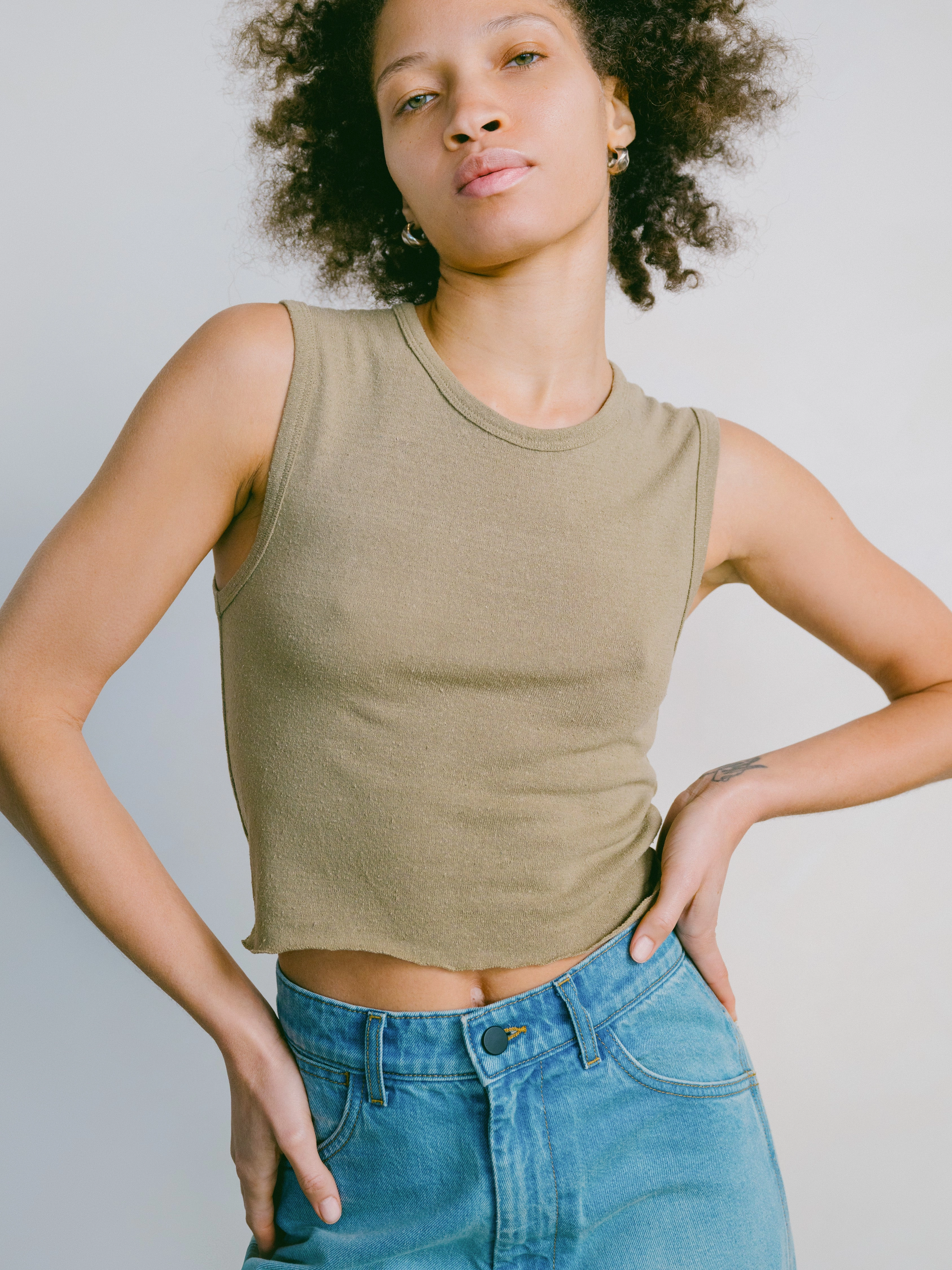 Smart Casual Tasi Crop, Regen Silk Noil Jersey, Sage