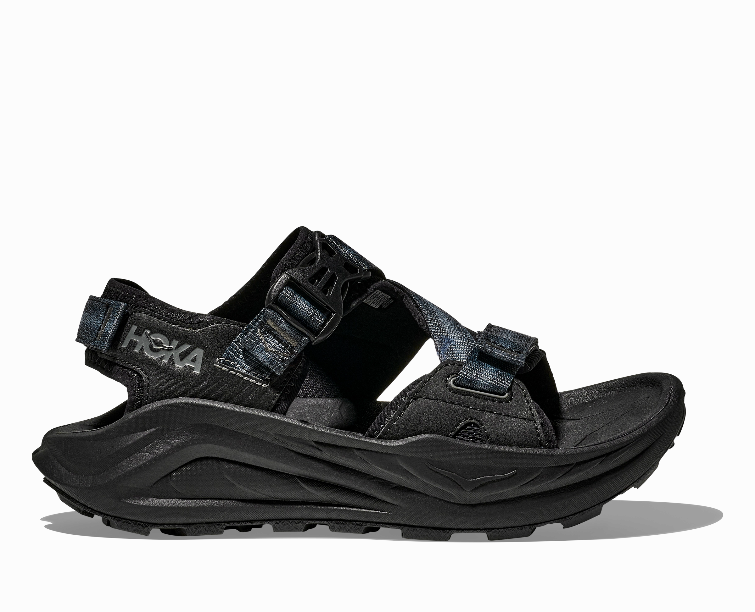 HOKA Men's Infini Adventure Hiking Sandal - Black/Black Dressy Customizable Straps