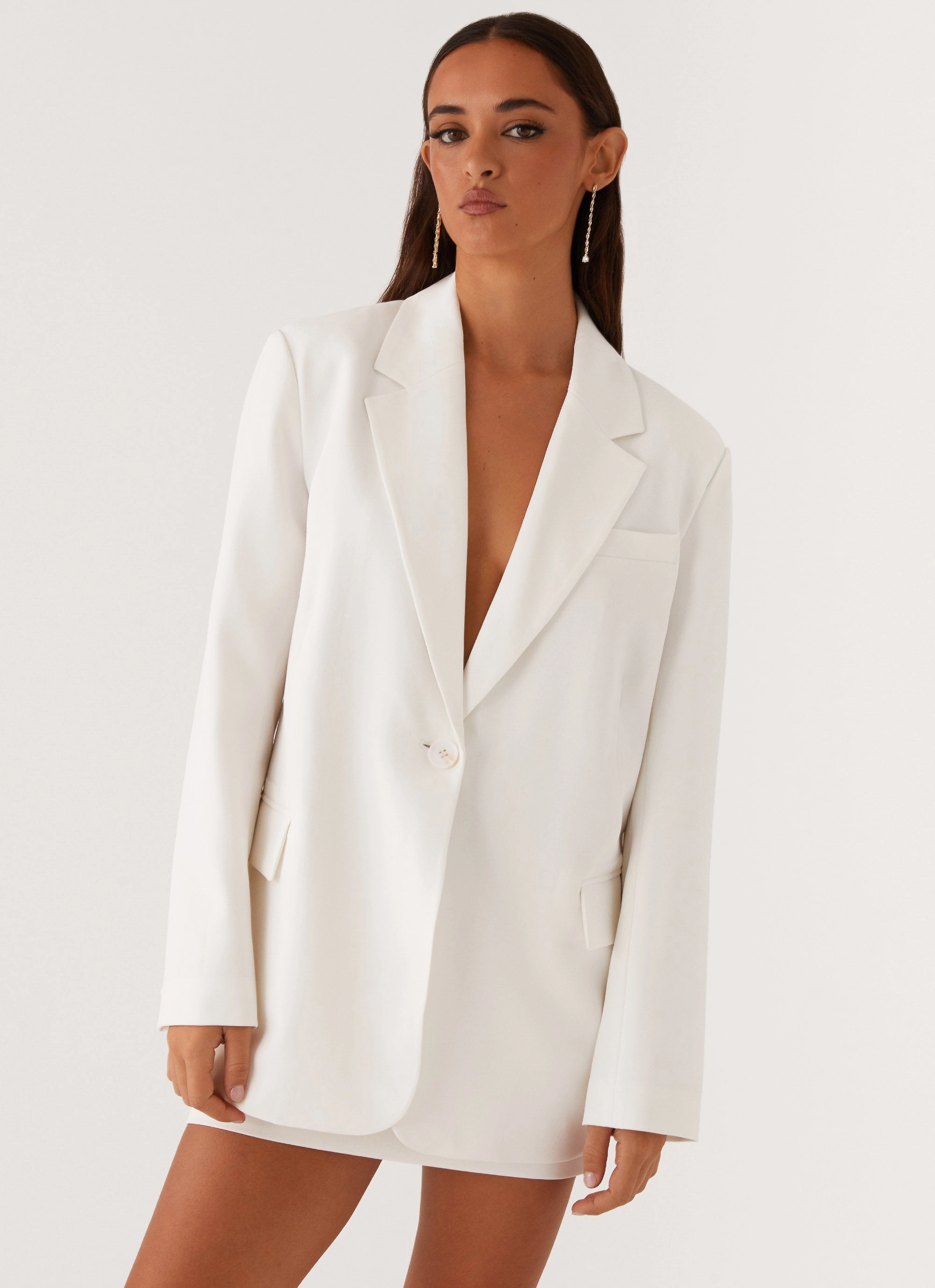 Concrete Jungle Oversized Blazer - Off White Adjustable Hemline