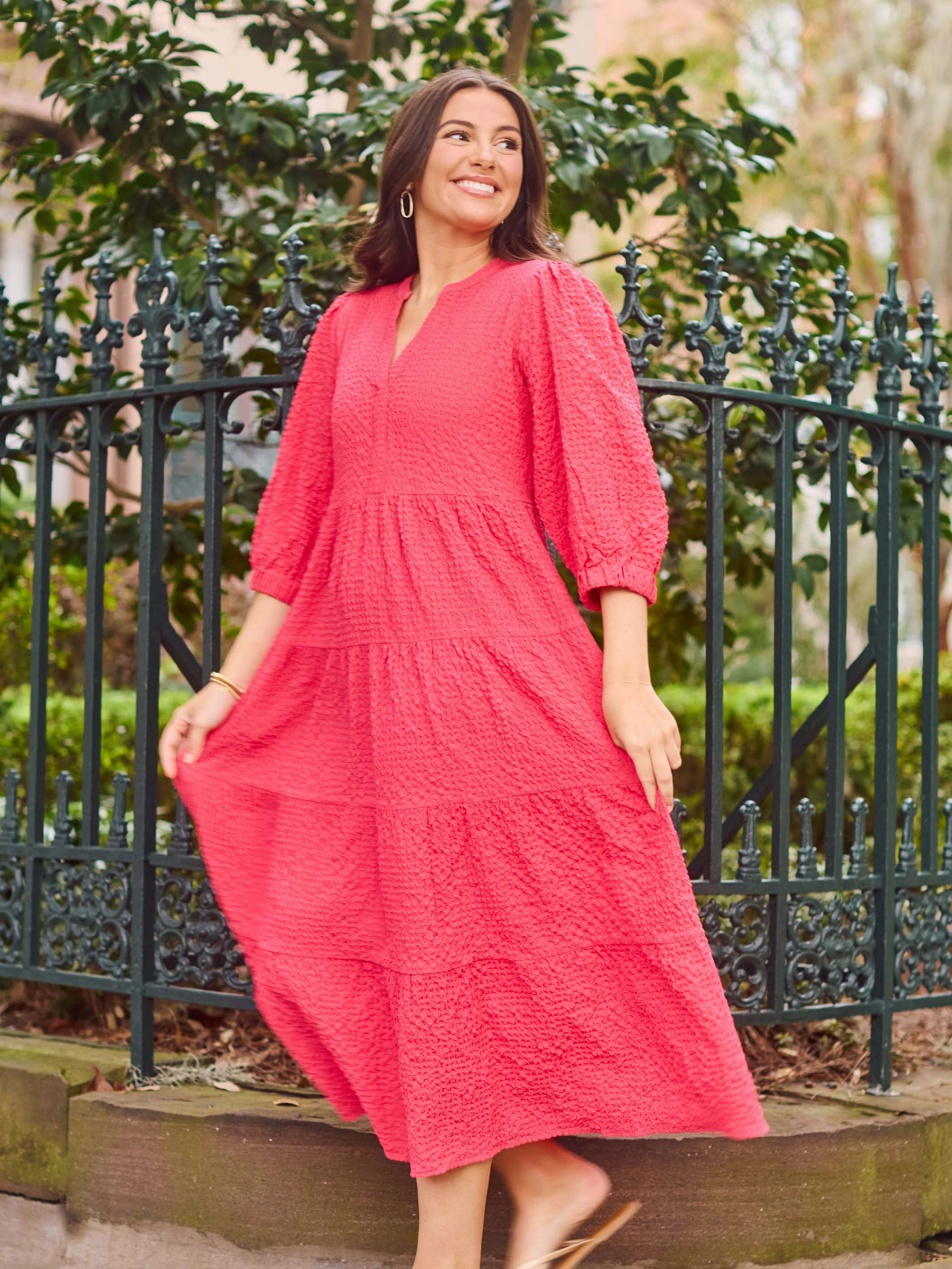 Relaxed Line Lightweight warm-weather dress FINAL SALE - Cameron Dress | Pink