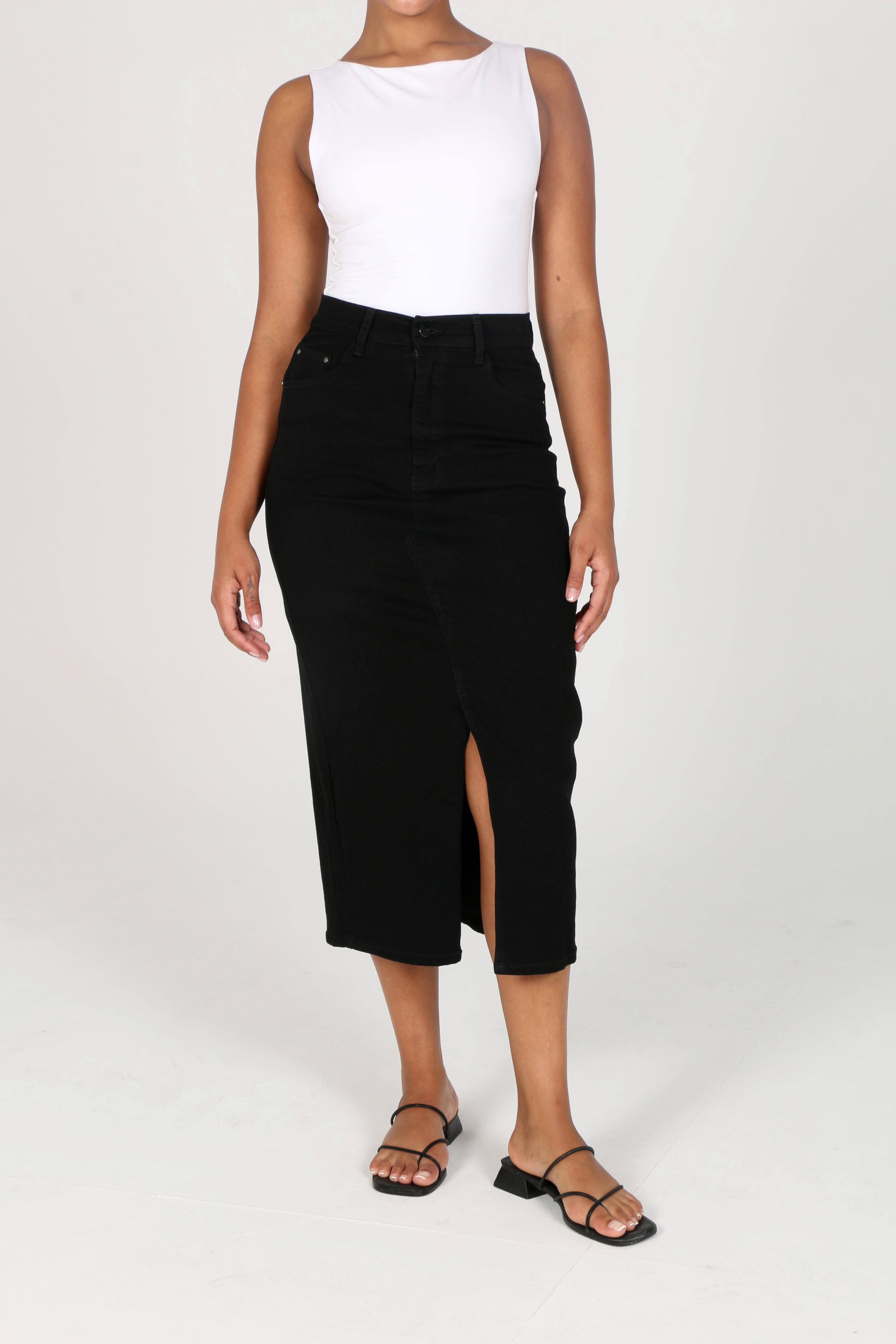 HUDSON MIDI SKIRT BLACK Soft Motion Refined Sophistication