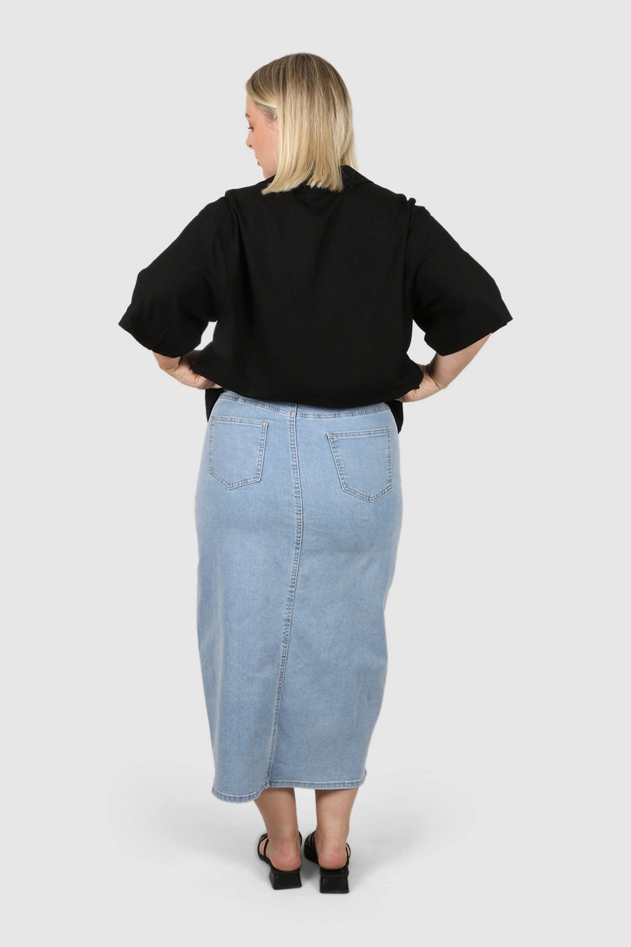 Gentle Comfort HUDSON MIDI SKIRT BLUE WASH