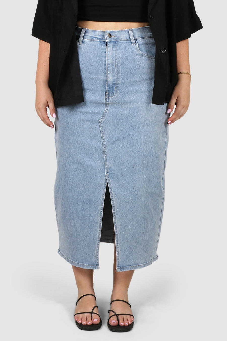 Casual Feel mix and match HUDSON MIDI SKIRT BLUE WASH
