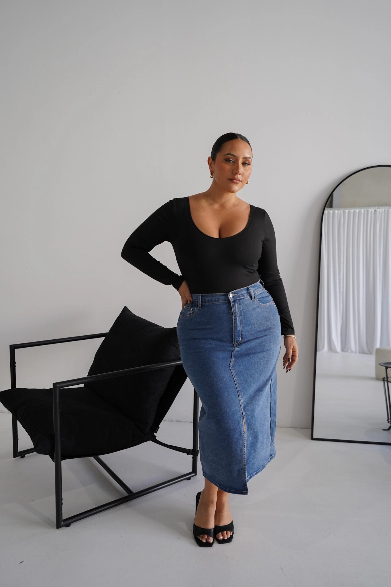 HUDSON MIDI SKIRT DEEP BLUE Adjustable Fastening Gentle Comfort