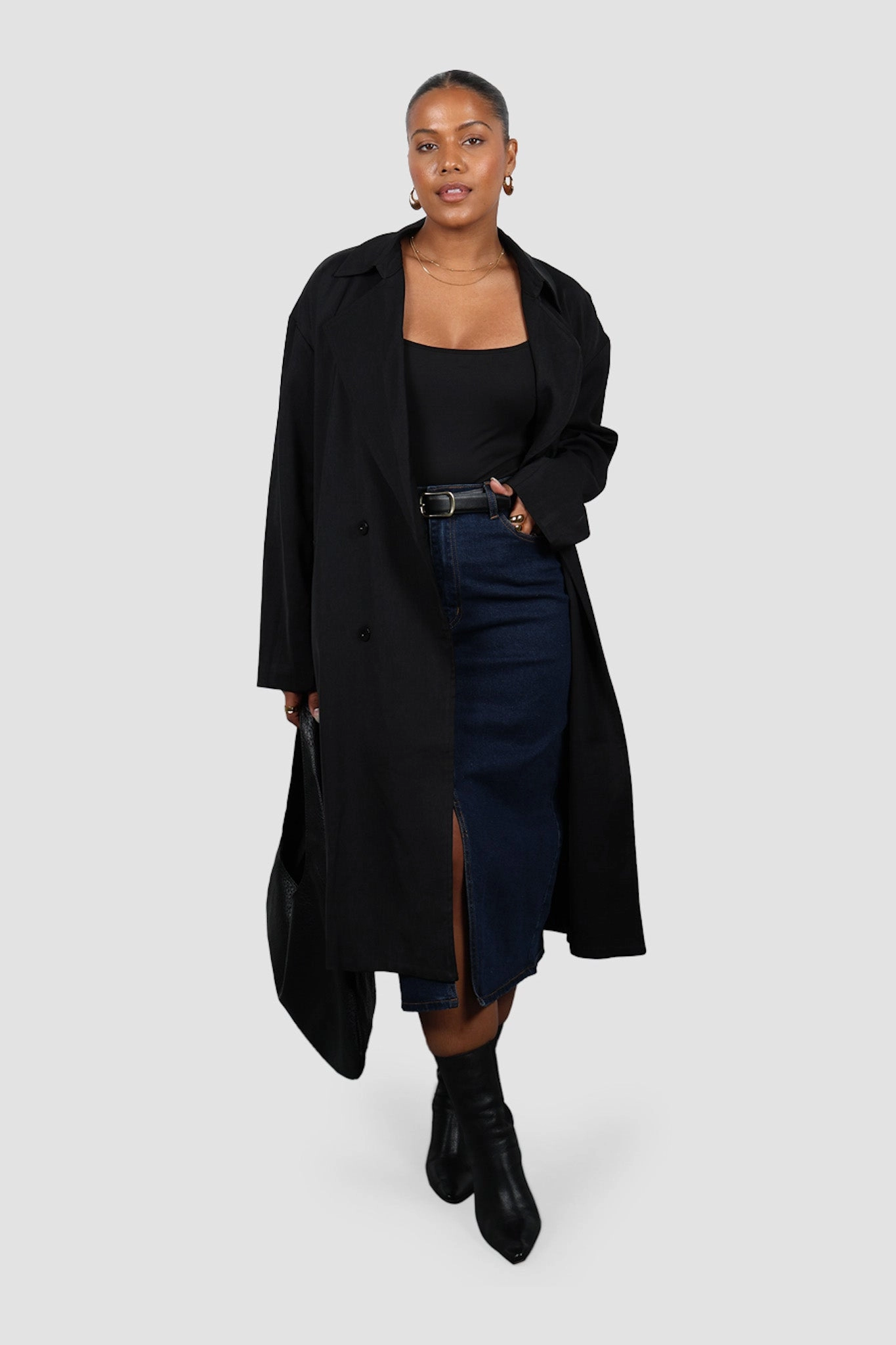 Knee Length HUDSON MIDI SKIRT MIDNIGHT BLUE