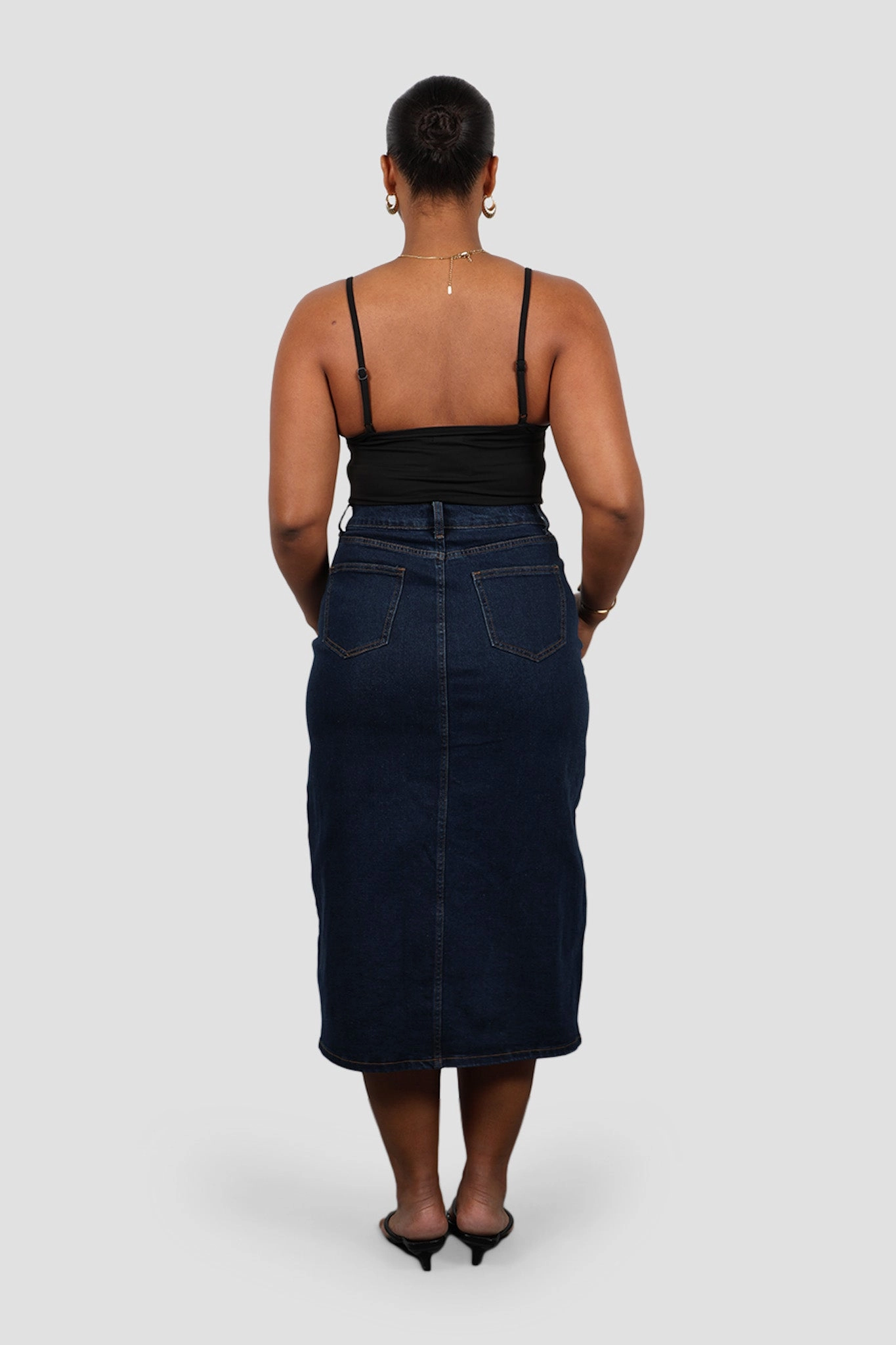 HUDSON MIDI SKIRT MIDNIGHT BLUE Crossback Strap
