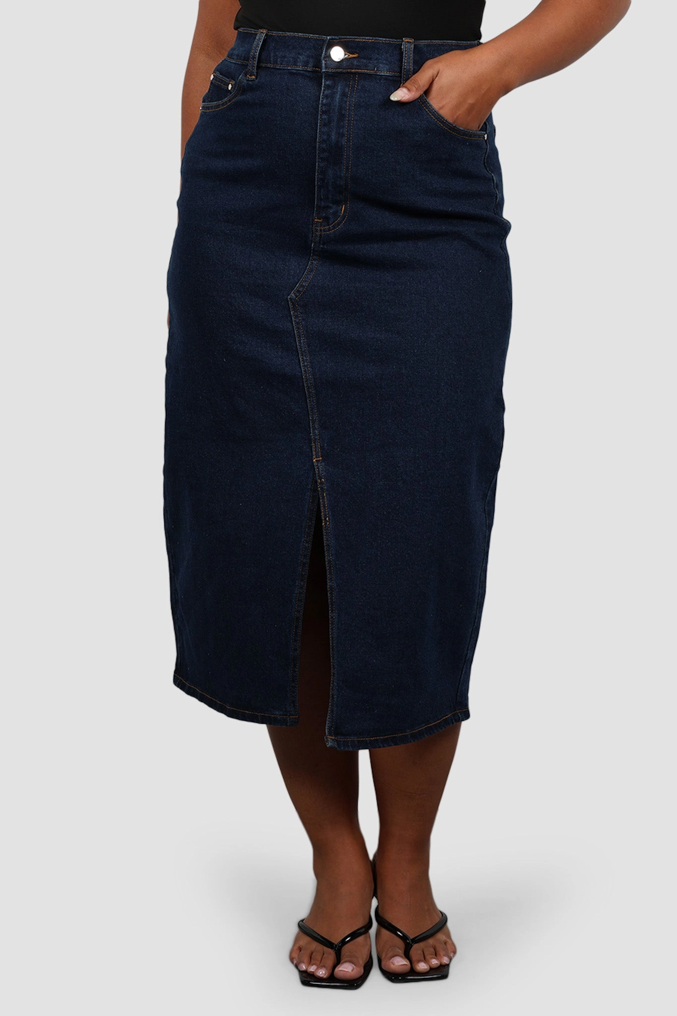 HUDSON MIDI SKIRT MIDNIGHT BLUE Slim Fit Band