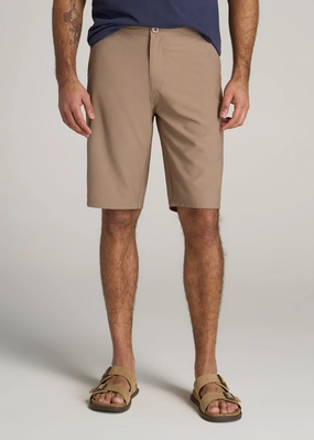 Hybrid Shorts for Tall Men in Dark Sand Comfortable Wear