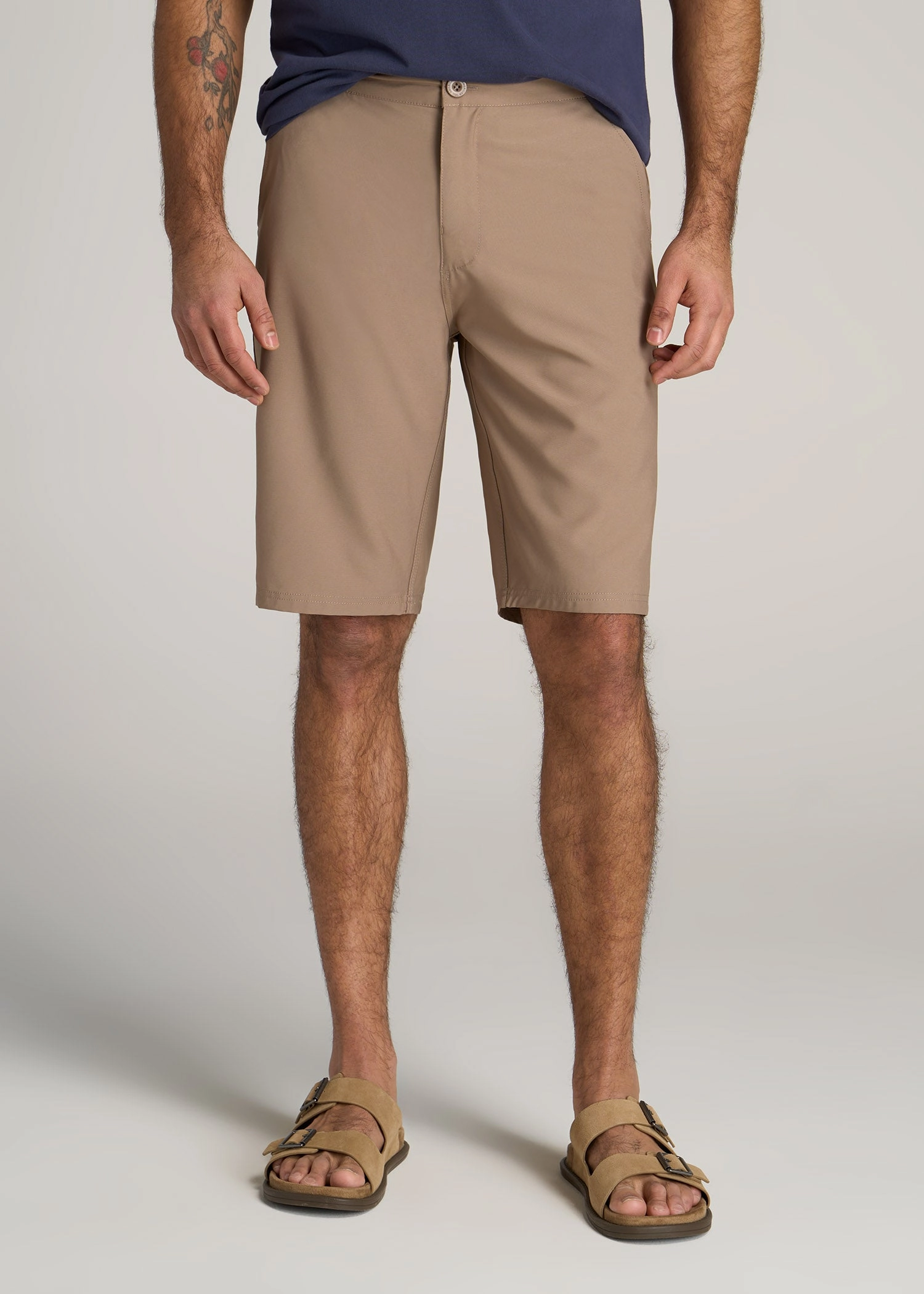 Beach Vibes Hybrid Shorts for Tall Men in Dark Sand
