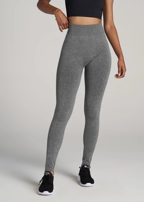 Smooth Compression For Teens Breathable Fabric Seamless Leggings for Tall Women in Black & Grey Heather