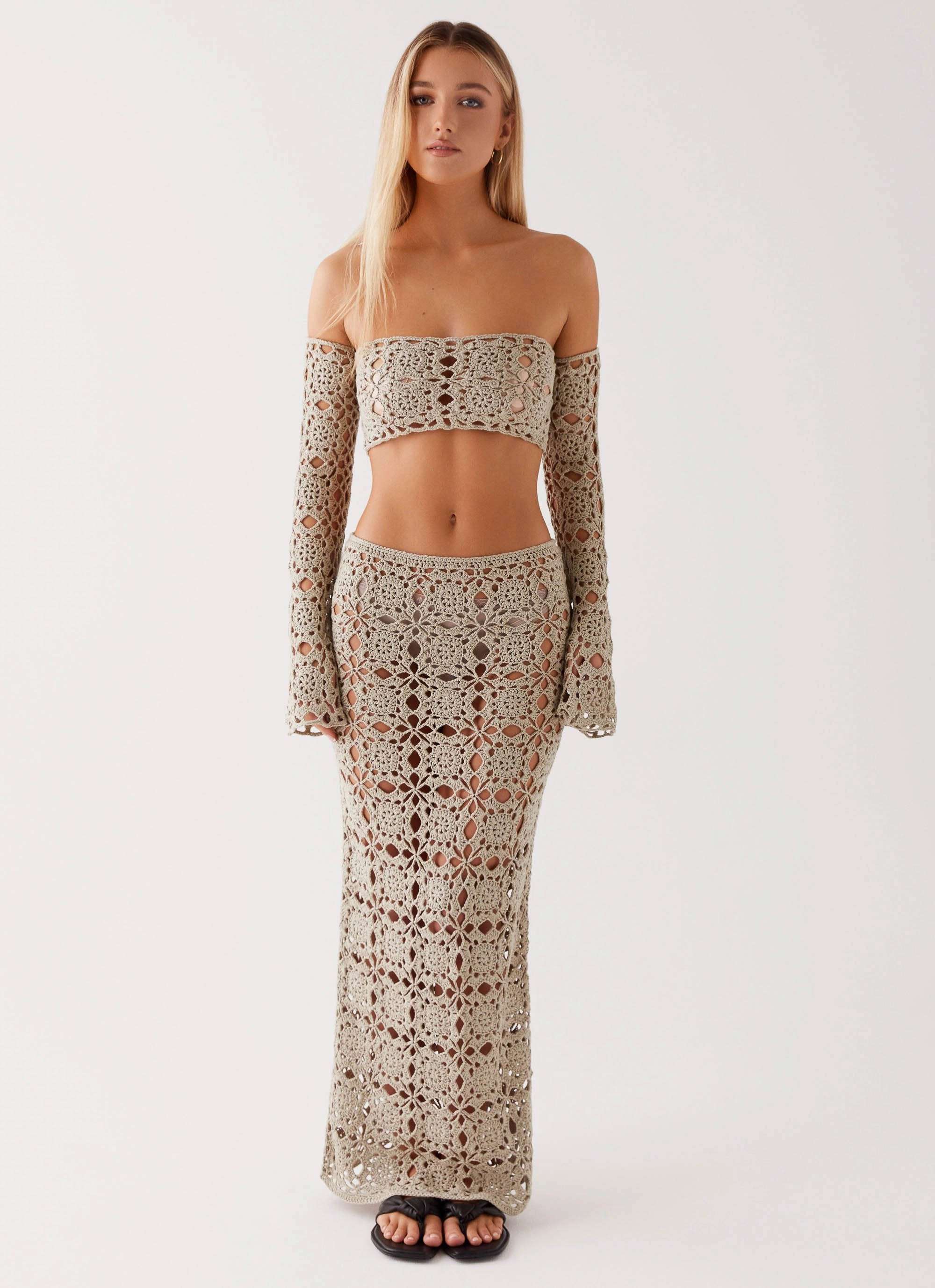 Actress Sorrentino Crochet Long Sleeve Top - Sage