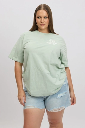 Green Graphic T Shirt Short Sleeve Crew Neck Complementary Colors