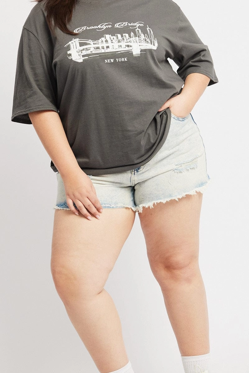 Denim Relaxed Shorts High Rise Clean Aesthetic Skinny Fit