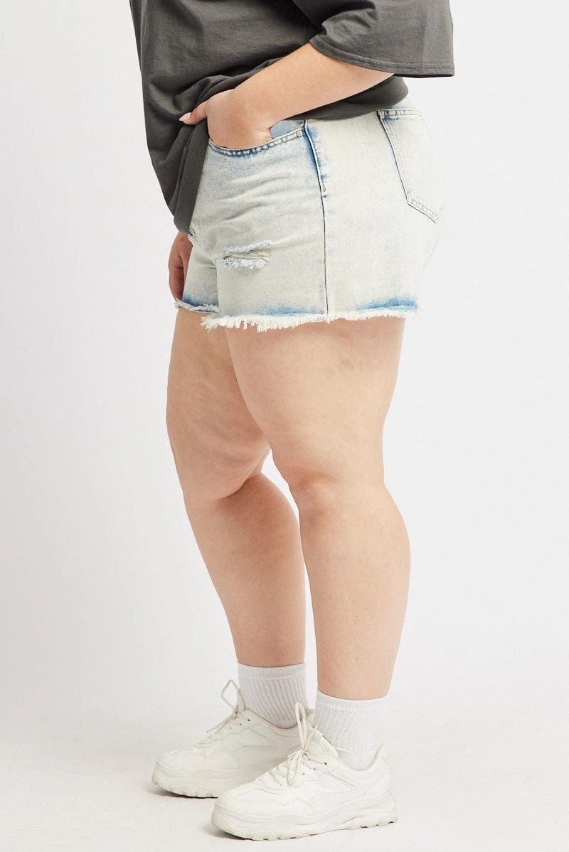 Denim Relaxed Shorts High Rise Comfort Flex Wear