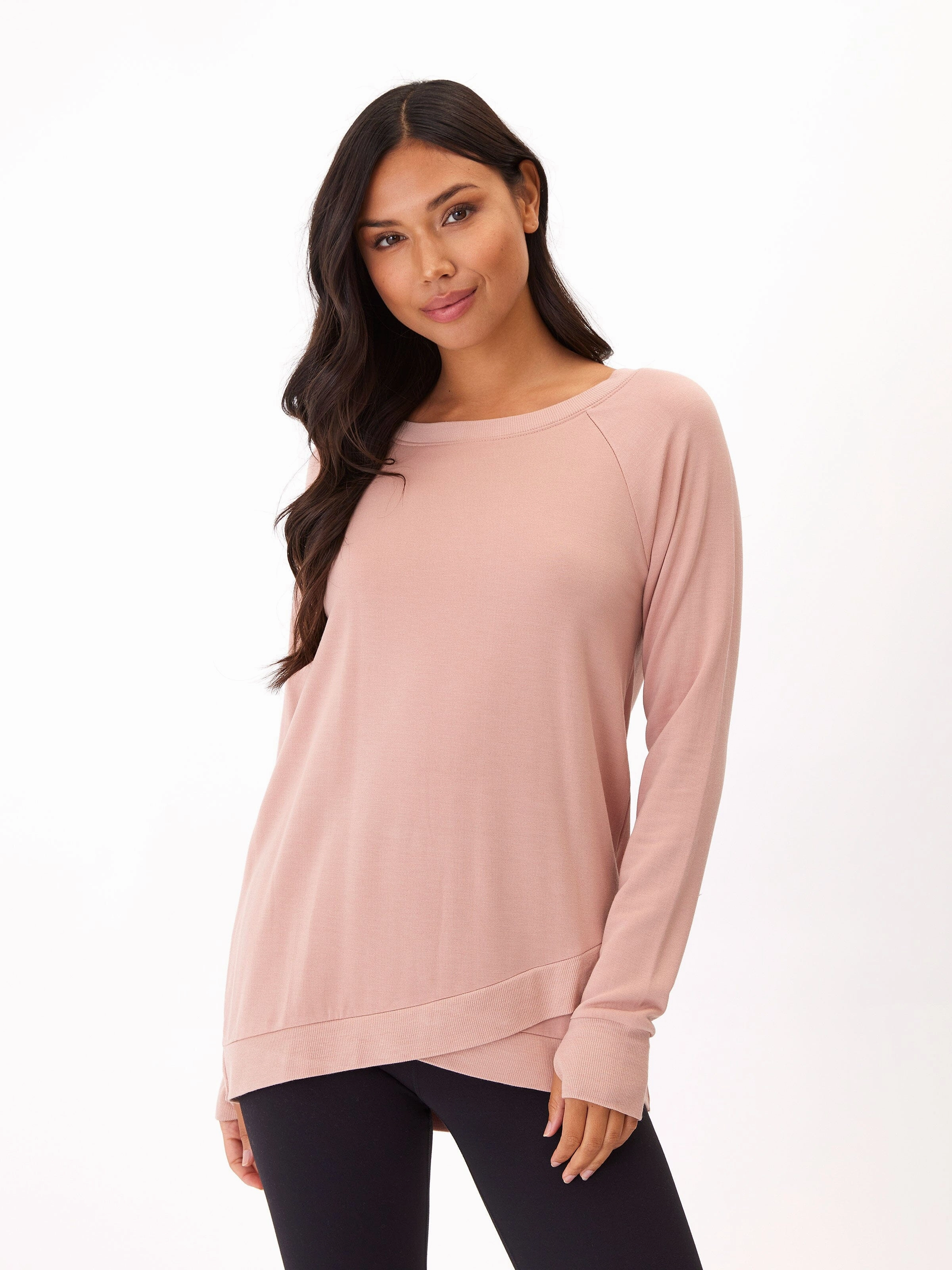 DoubleLayered Collar Leanna Feather Fleece Tunic