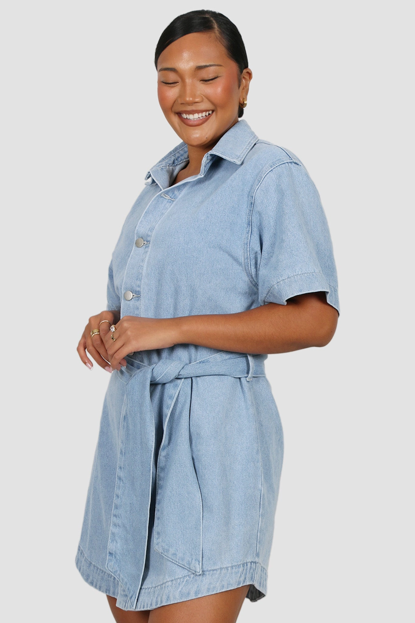 Nature Inspired Adjustable-Length STERLING DENIM DRESS BLUE