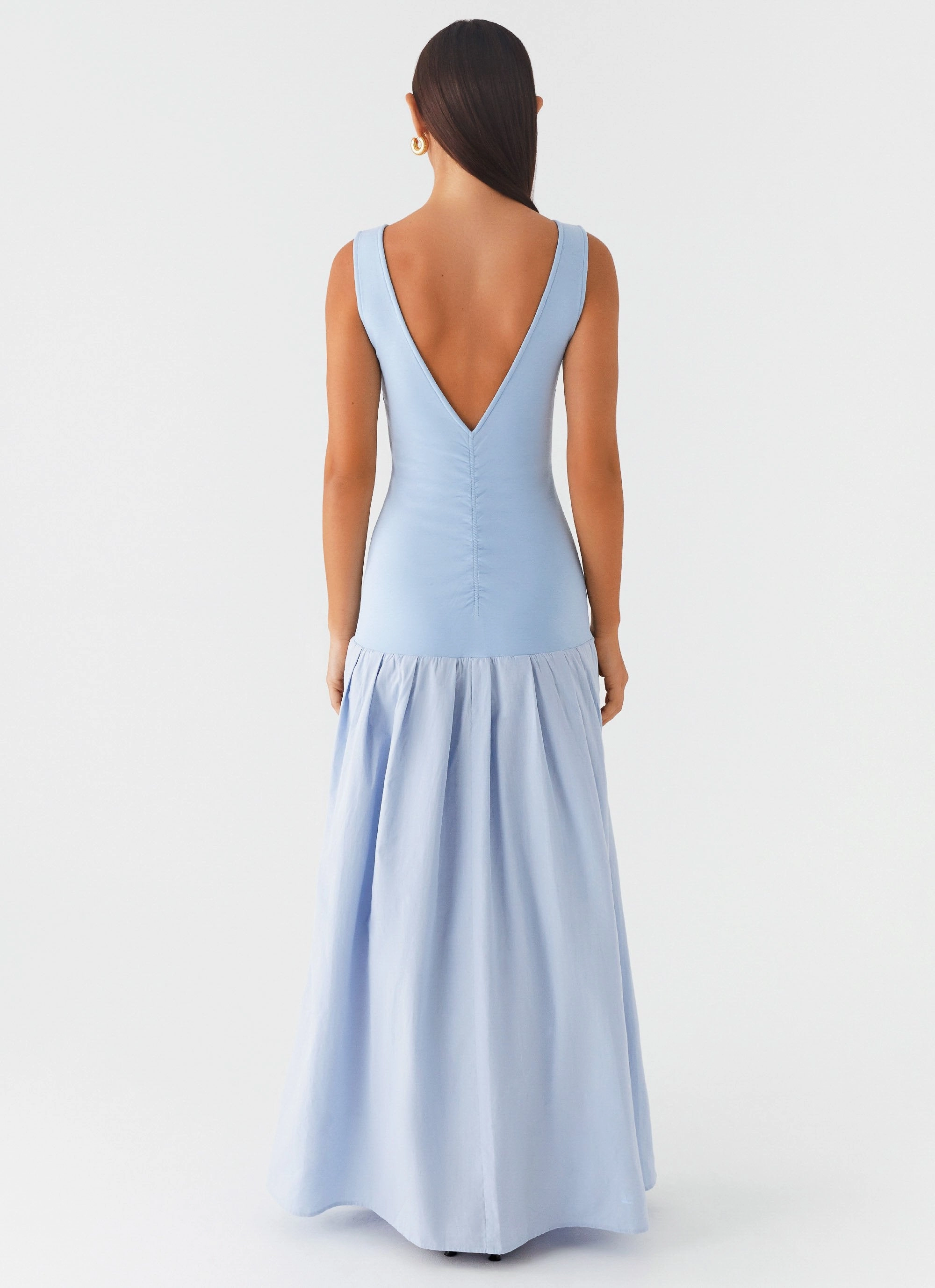 Jaxon Maxi Dress - Blue High Neck