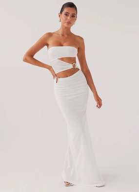 Into Pieces Mesh Maxi Dress - White Exclusive-Design