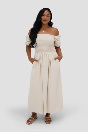 Effortless Wear Winter Layering ISMAE MAXI DRESS NEUTRAL