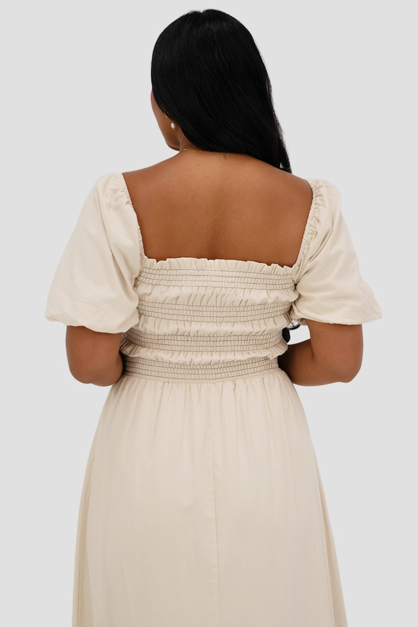 ISMAE MAXI DRESS NEUTRAL Tailored Waistband Chilly Wear