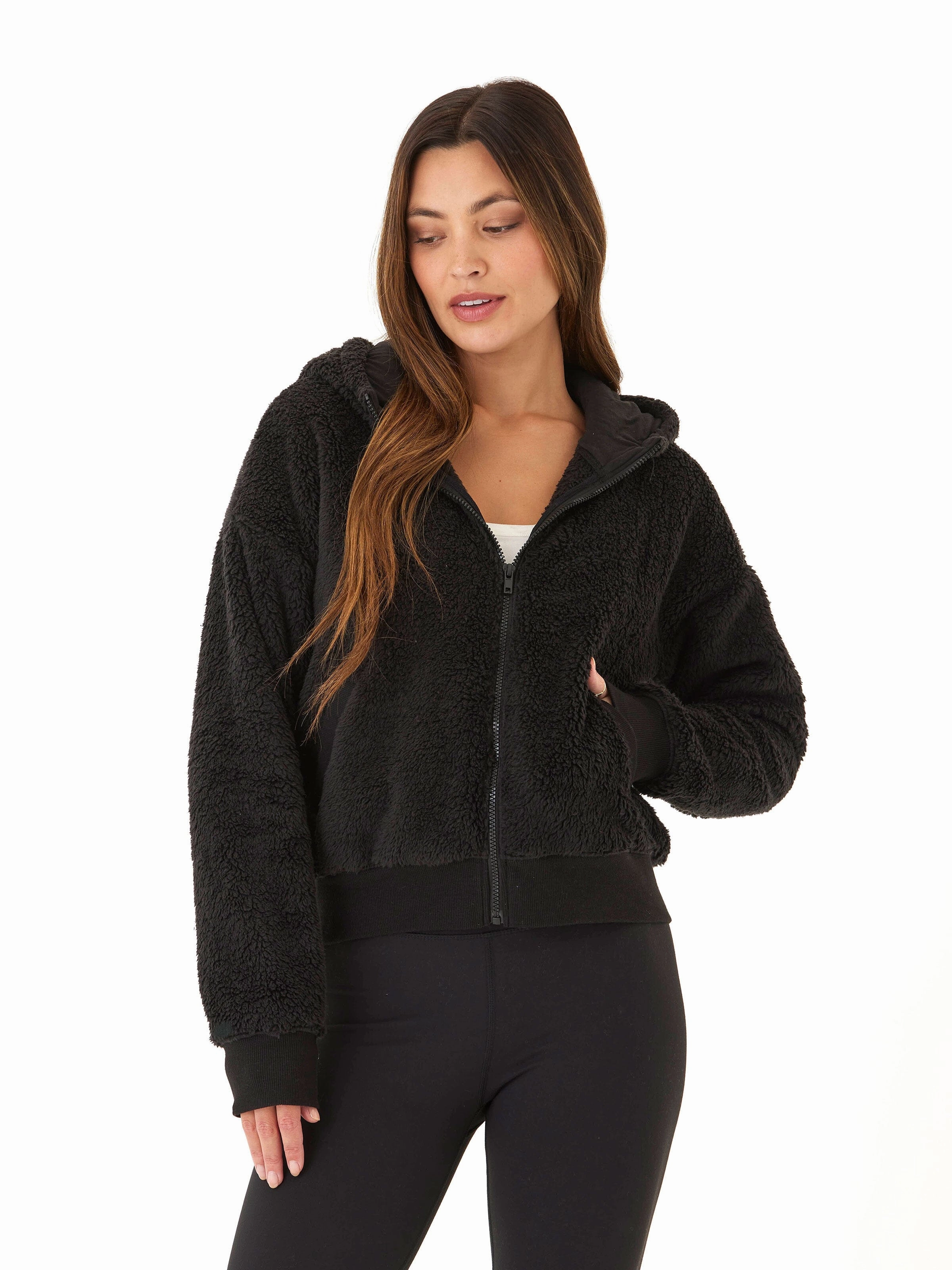 Izara Sherpa Full Zip Hoodie Modern Layers
