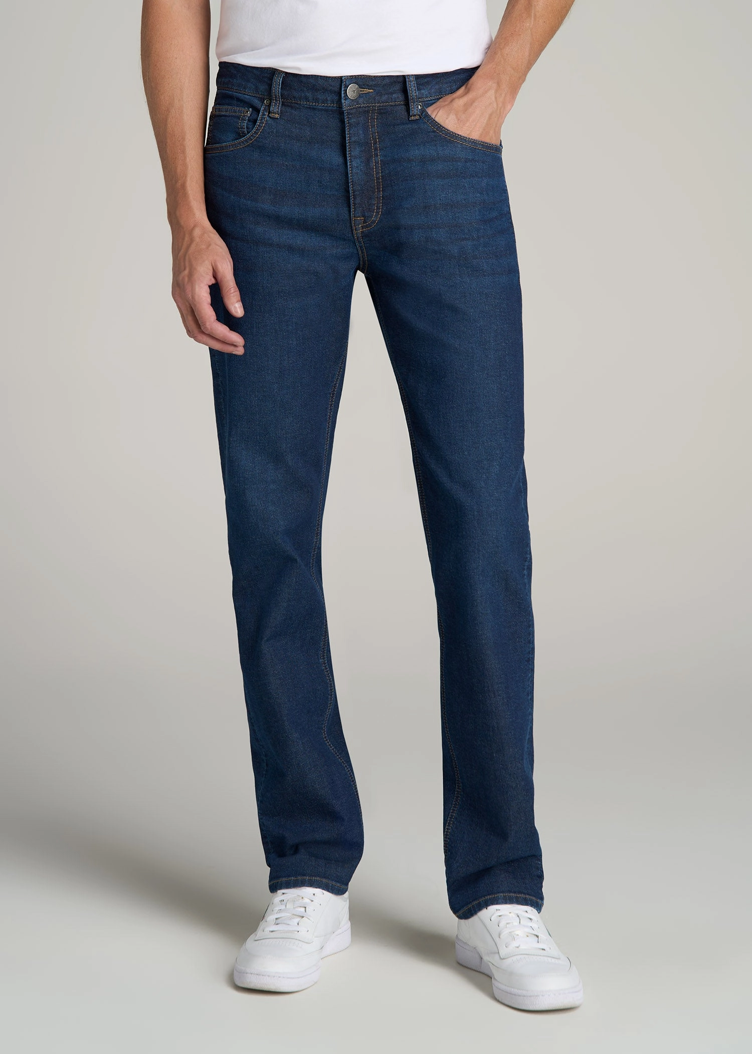 Casual Friday Picnic Style Nature Lover Premium Fit J1 STRAIGHT LEG Fleeced Jeans for Tall Men in Colorado Blue Wash