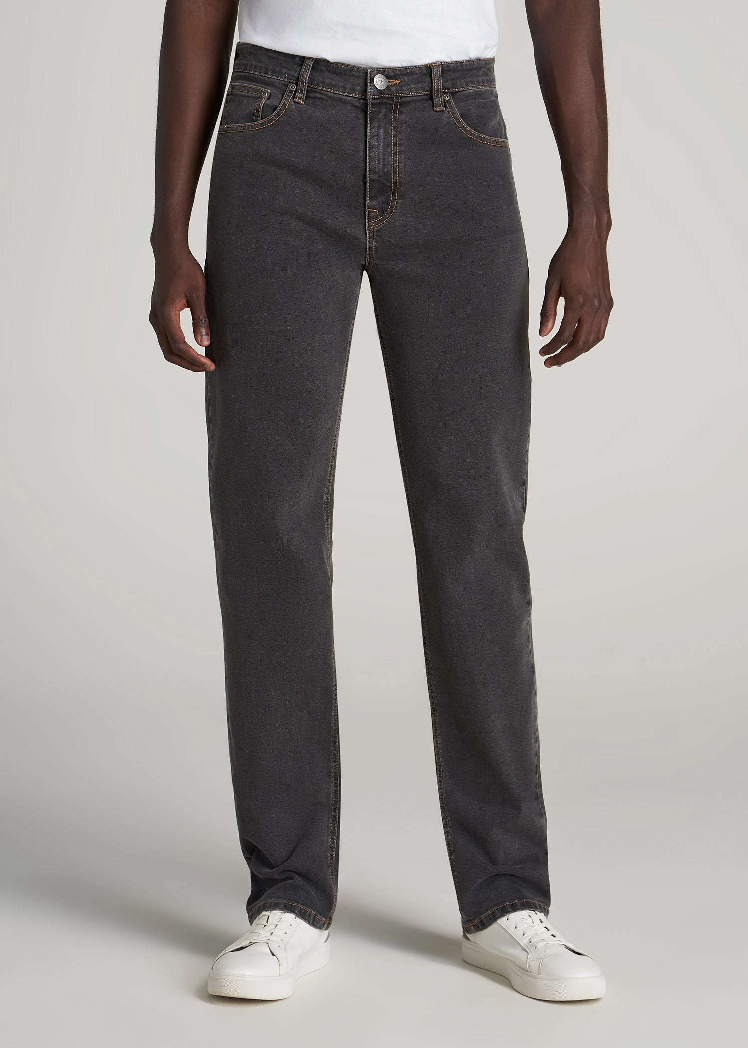 Seamless Pocket Design J1 STRAIGHT LEG Jeans for Tall Men in Dark Grey Denim