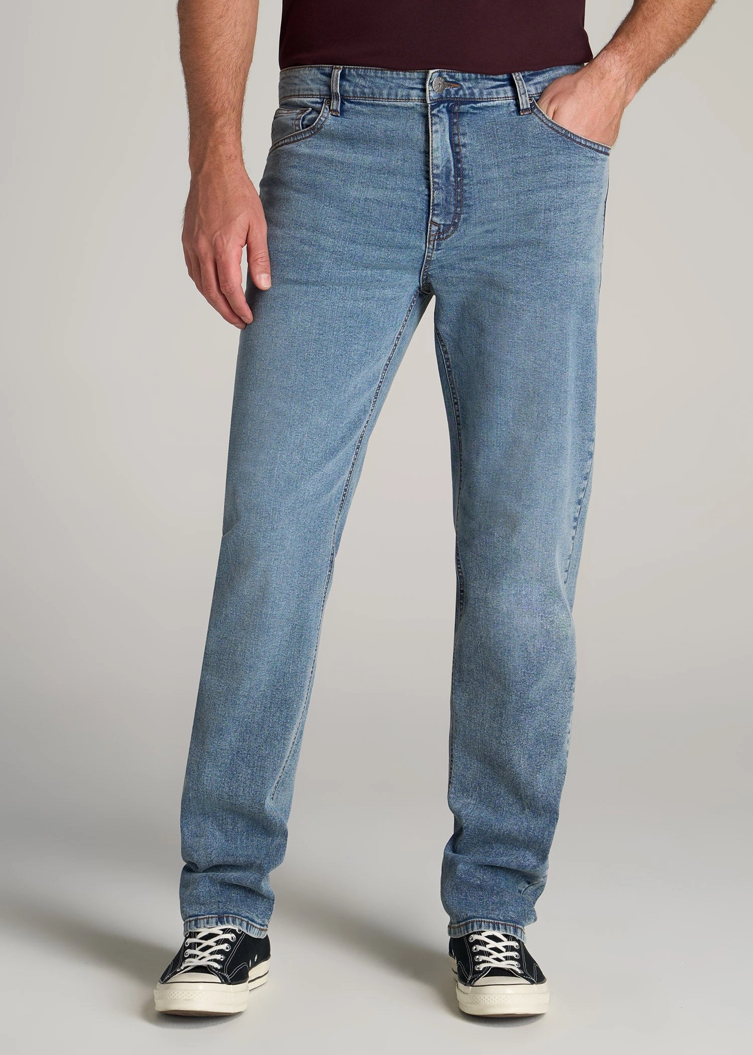 J1 STRAIGHT LEG Jeans for Tall Men in Vintage Faded Blue Durable Streetwear Fan Premium Casual Cool