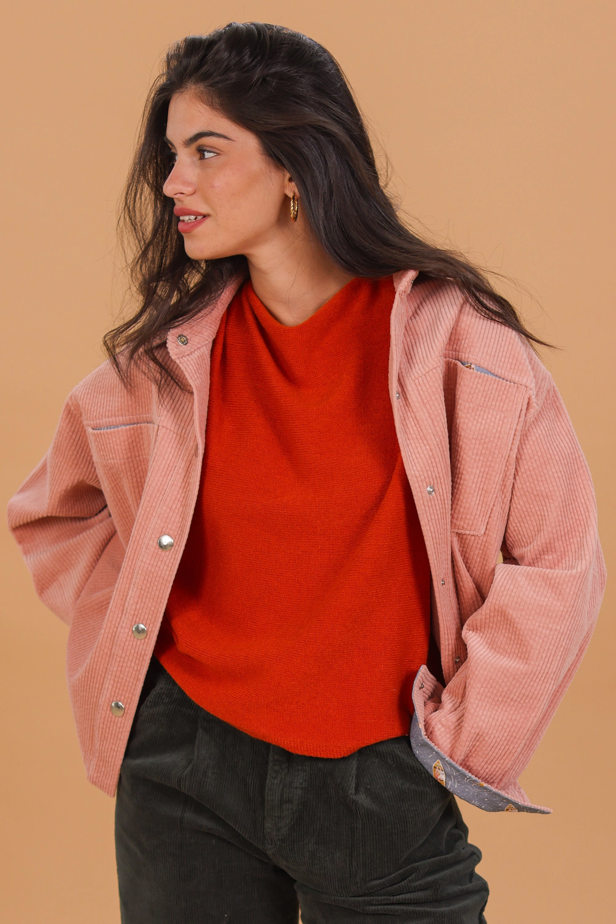 Stylish Daily Fit Elasticized Edging Jacket Calla Dusty Pink Boats