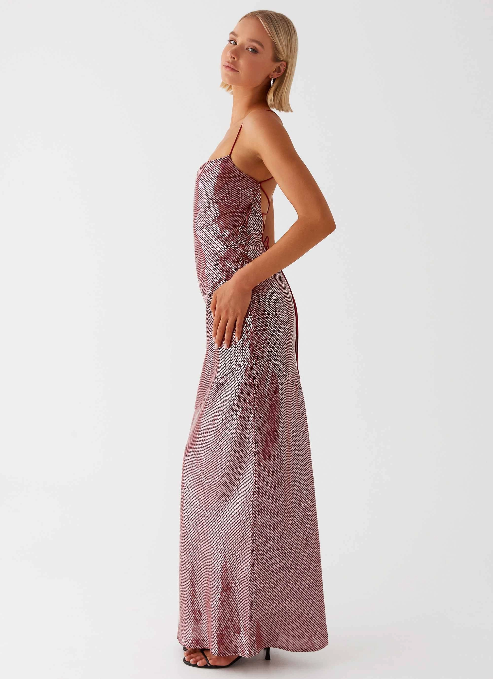 Jada Sequin Maxi Dress - Red Stylish Look