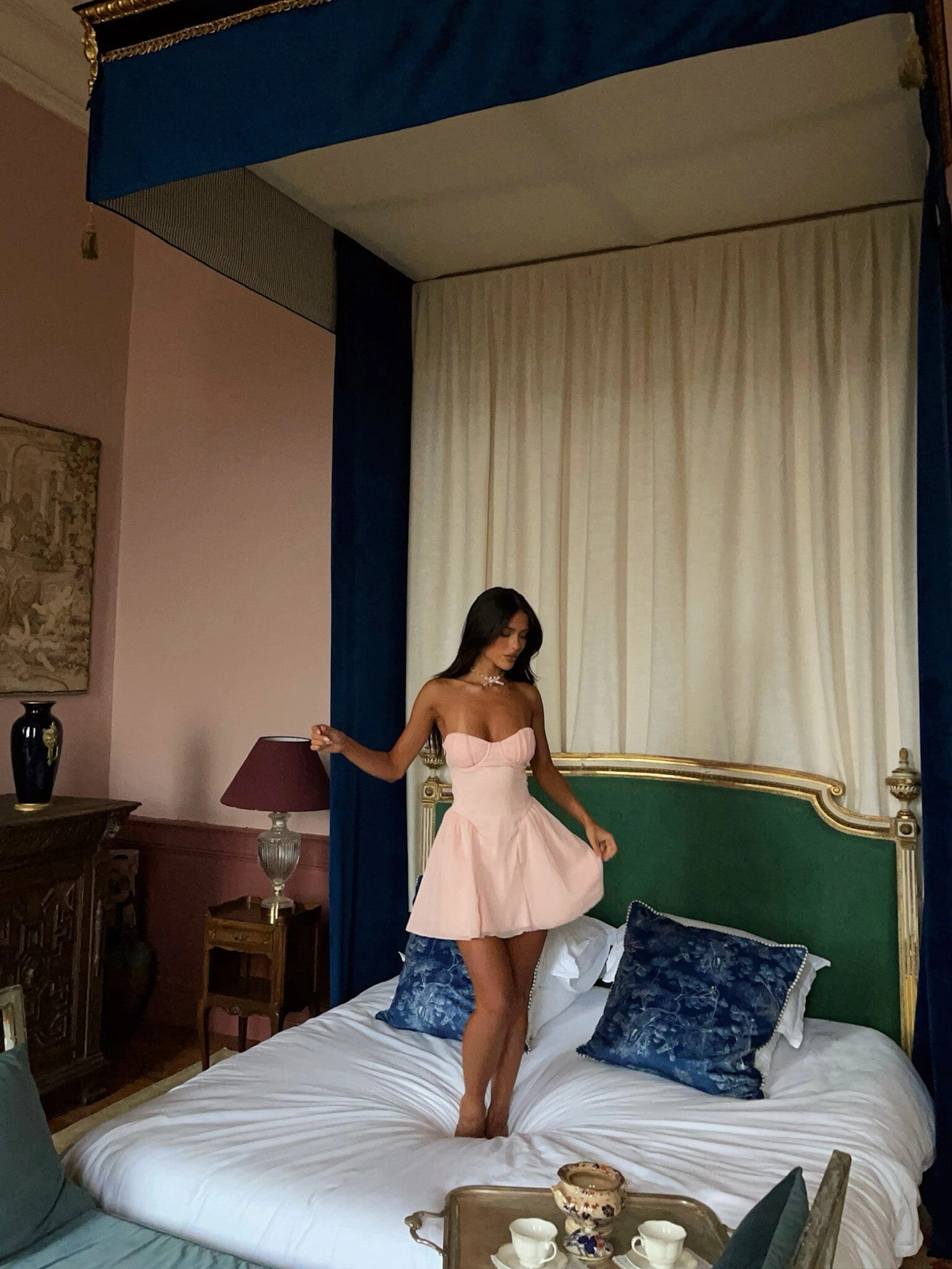 High-waist Easy Look JAID MINI DRESS BABY PINK