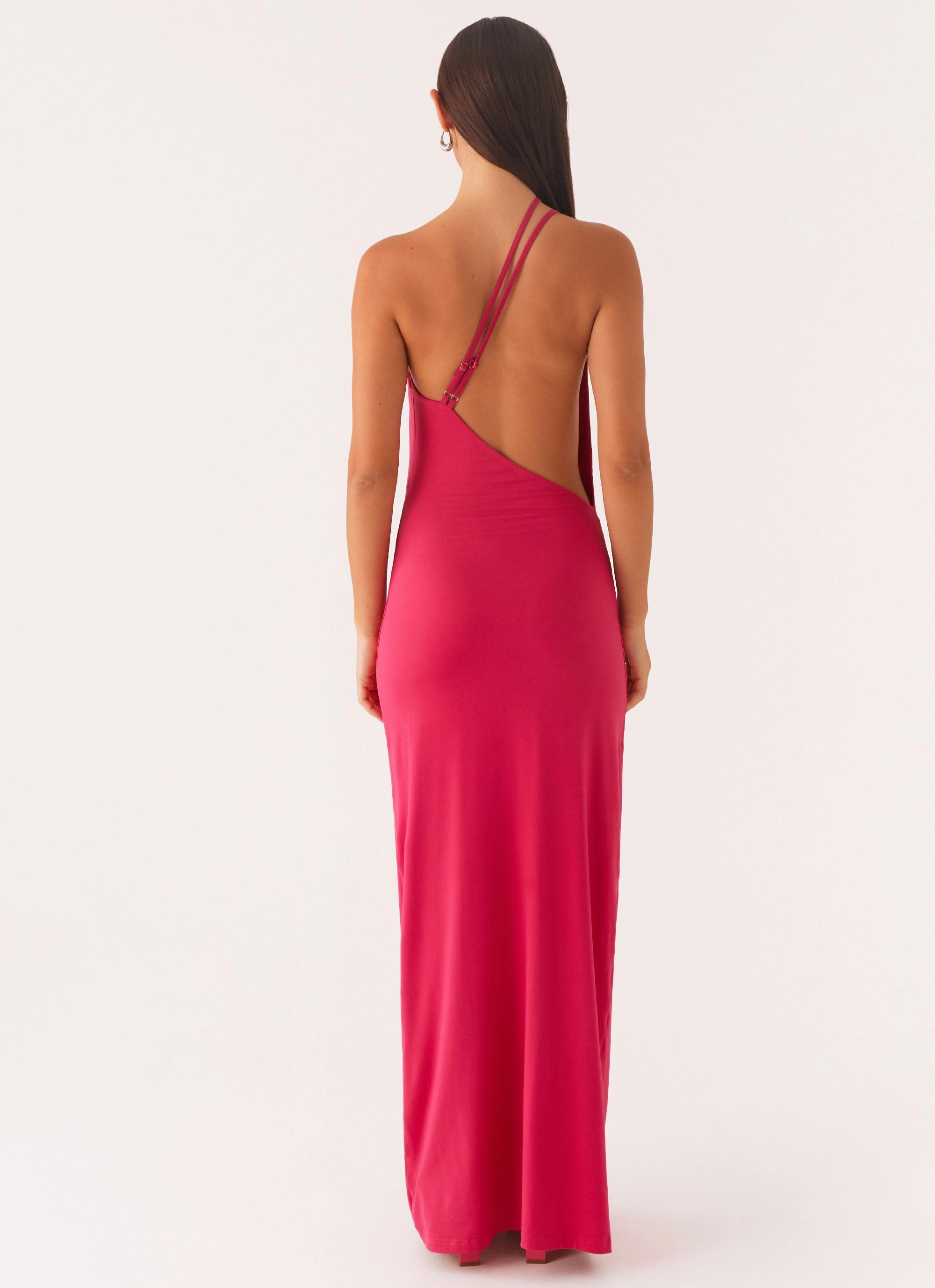 Lower Hem Jayla One Shoulder Maxi Dress - Fuchsia