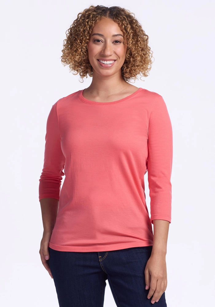 Jenny 3/4 Sleeve Crew Neck ? Final Sale Deals! - Citrus Breeze Cozy Performance Soft Waistband