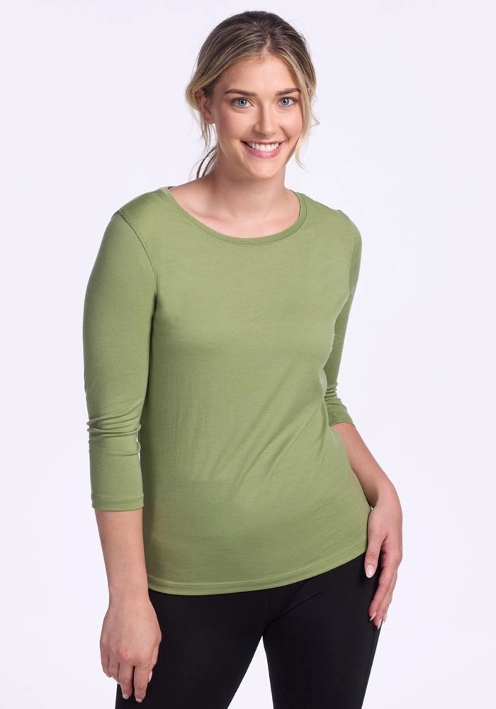 Holiday Outfit Style Jenny 3/4 Sleeve Crew Neck ? Final Sale Deals! - Fern Glow