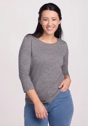 Jenny 3/4 Sleeve Crew Neck - Graphite Heather EcoFriendlyDyes