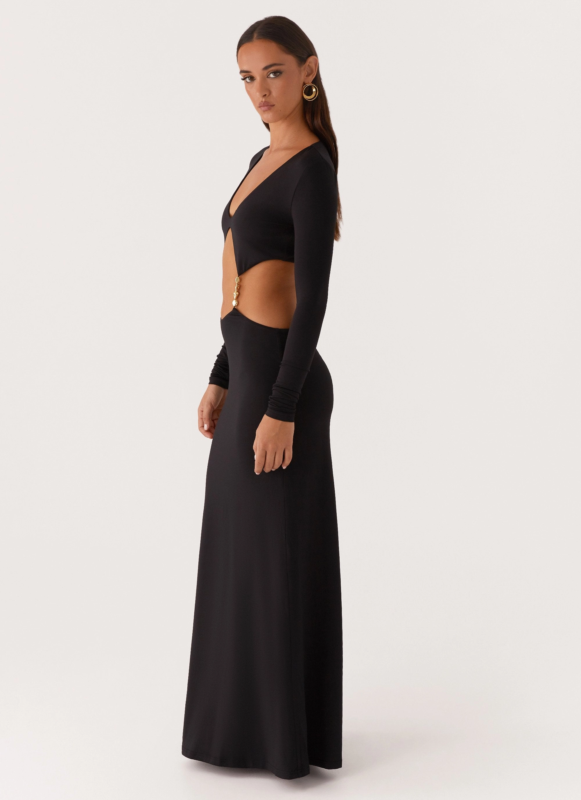 Jourdan Maxi Dress - Black Sophisticated Waist Fit