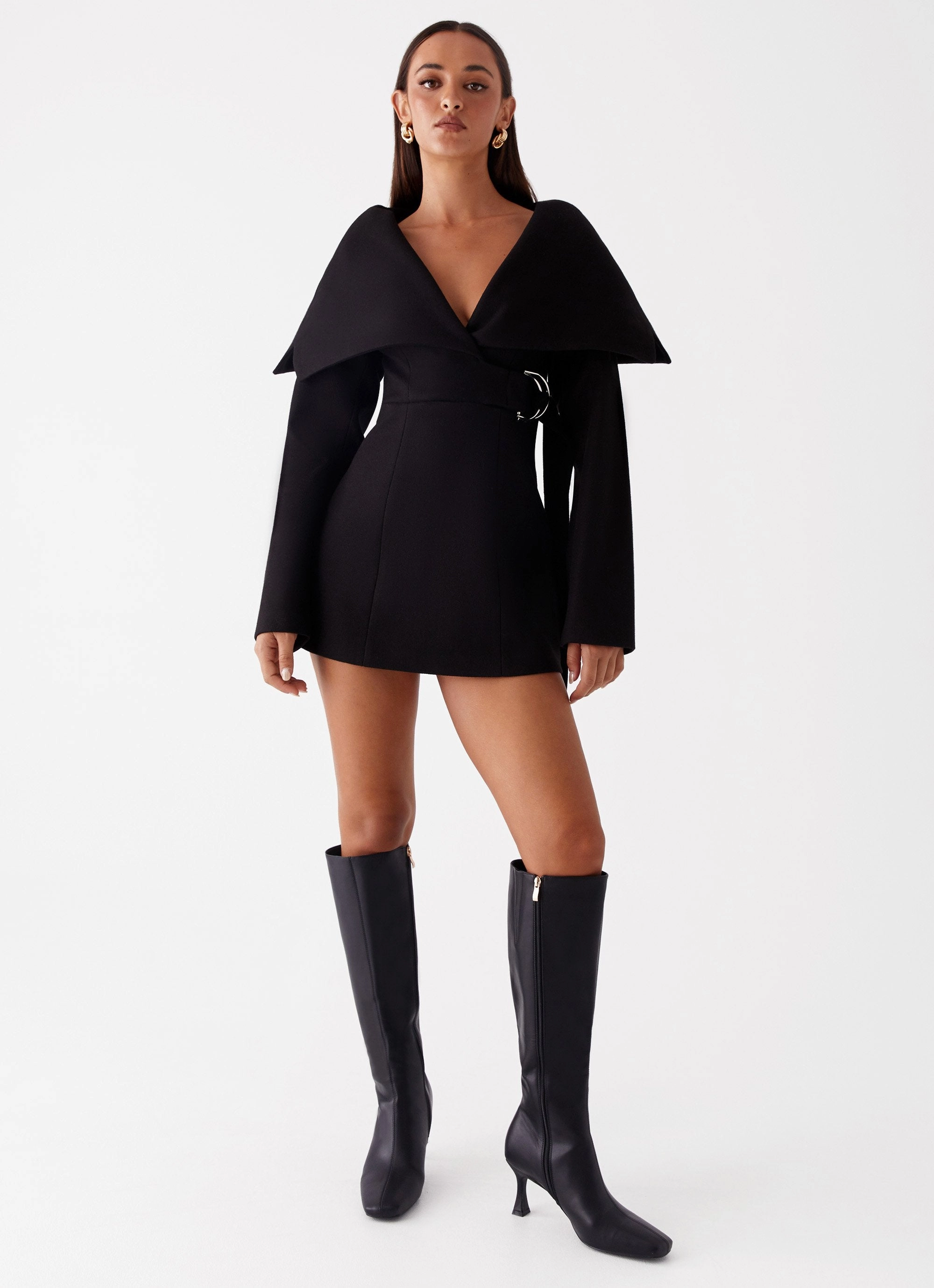 Kaide Mini Dress - Black Smooth Look Trendy Comfort