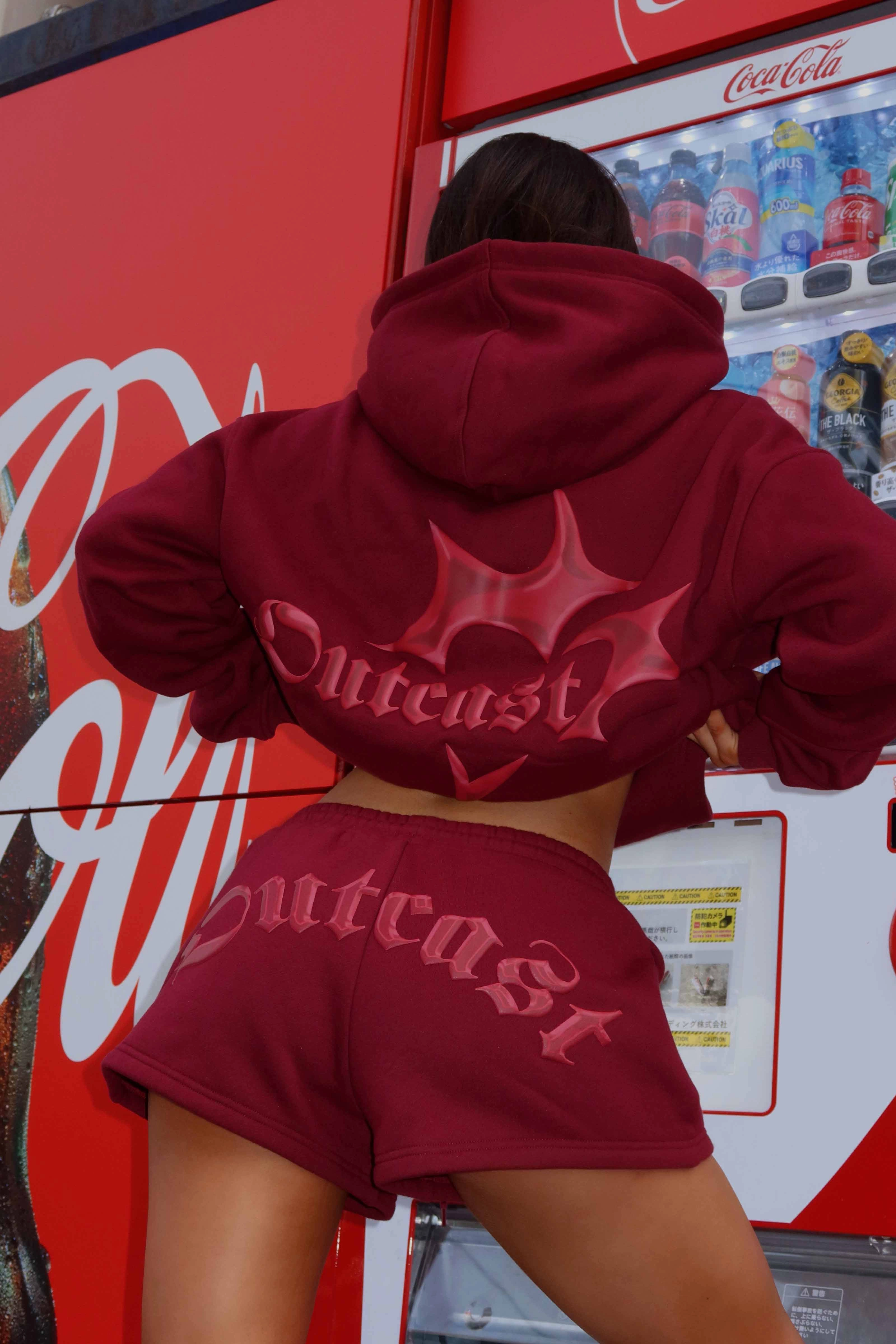 Weekend Outing Wear Convertible 2 In 1 Function KARINA HOODIE CHERRY