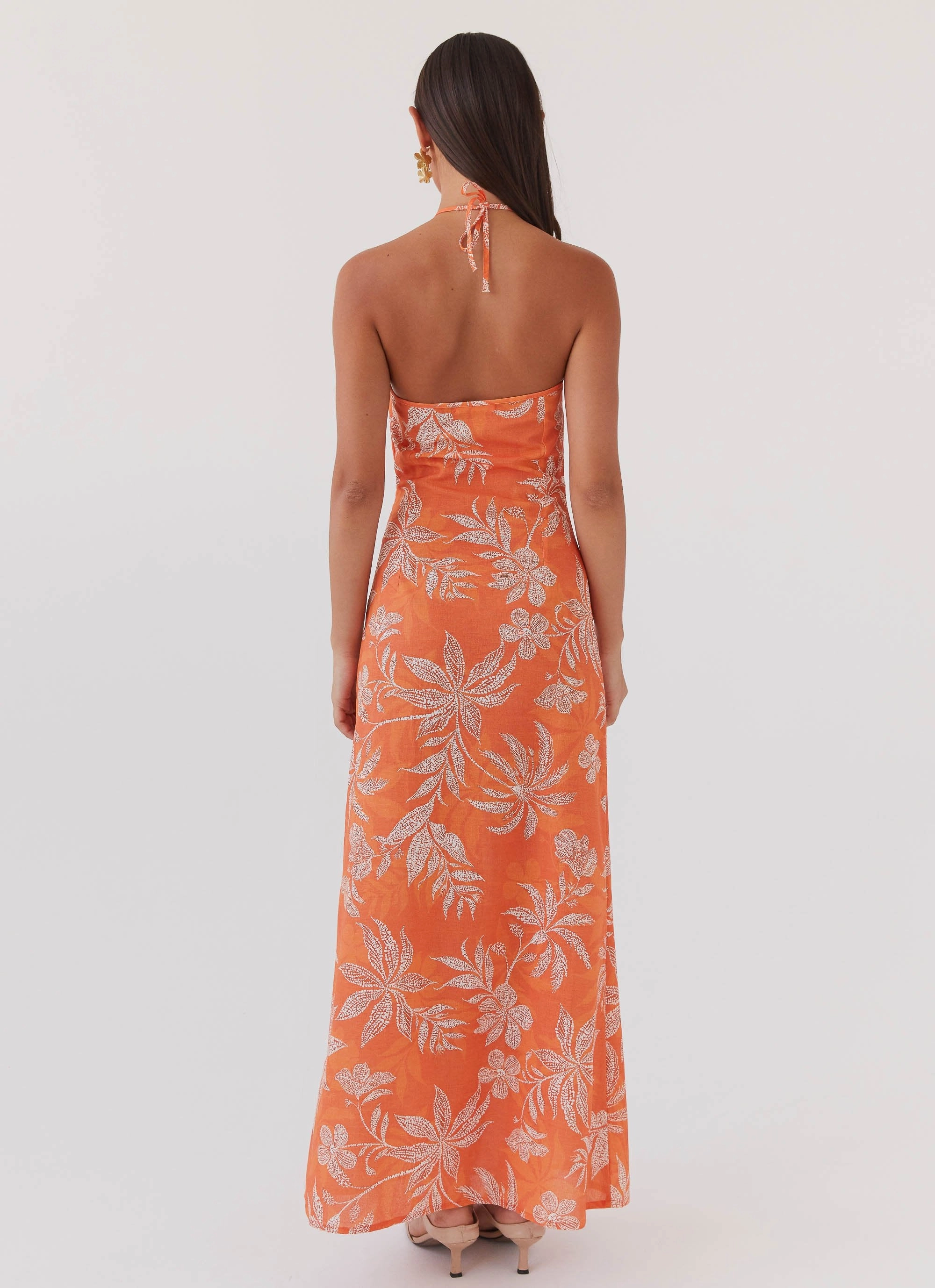 Keliegh Linen Maxi Dress - Tropic Sunset Feminine Layers Sophisticated Elegance