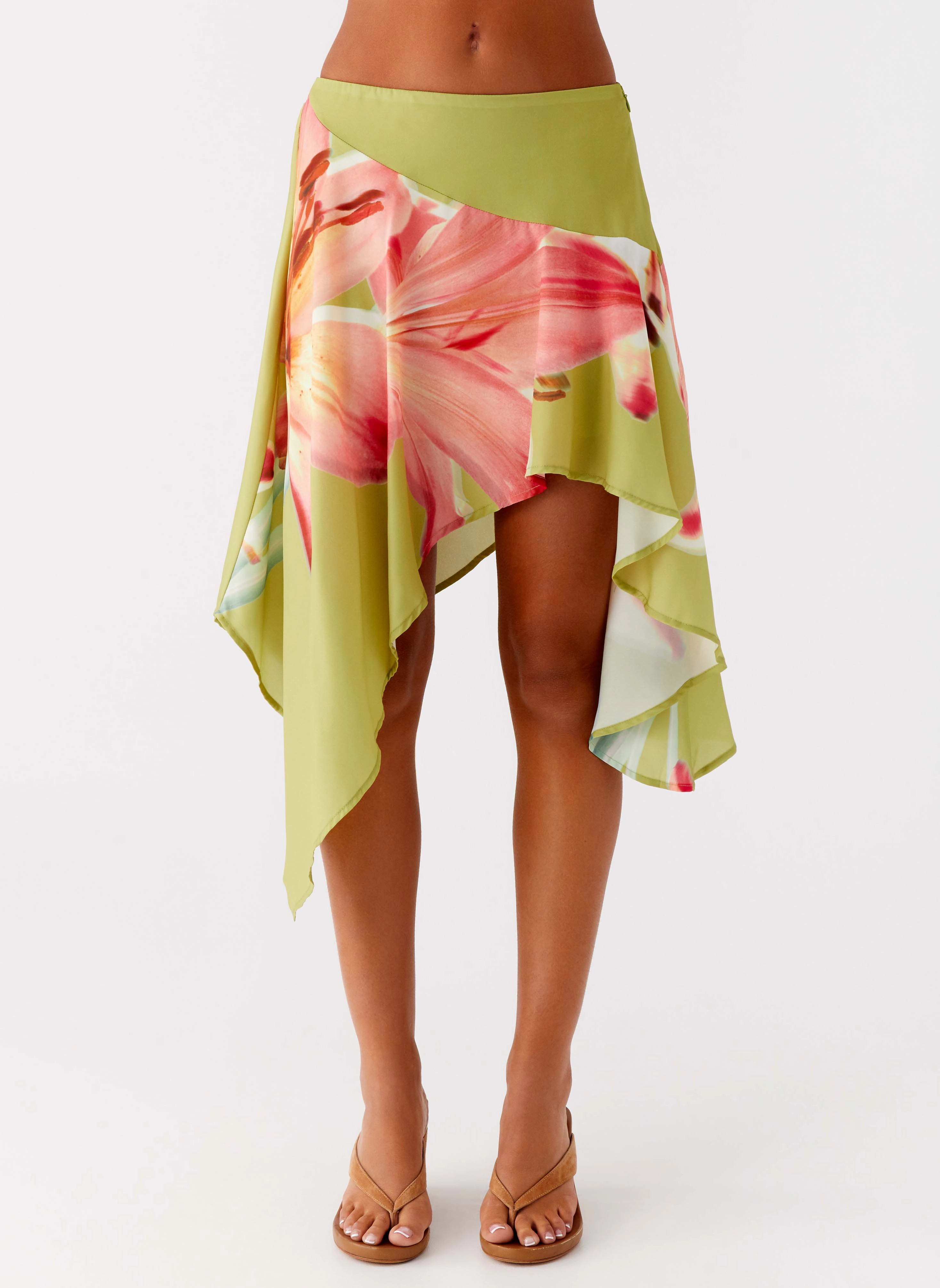 Kia Low Rise Asymmetrical Midi Skirt - Jungle Floral Simple Comfort