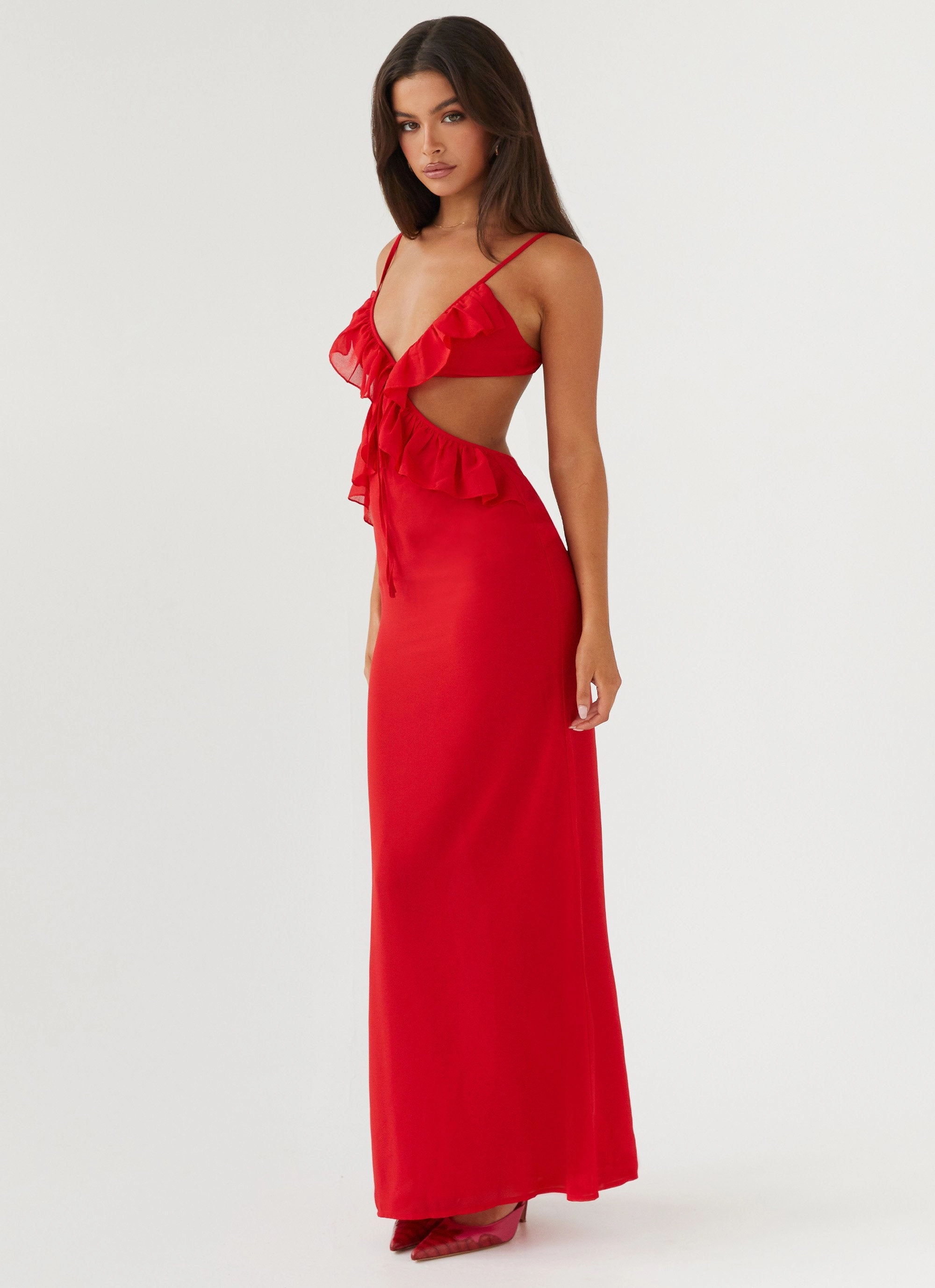 Klara Cut Out Maxi Dress - Red Bold Elegance Chic and Cozy
