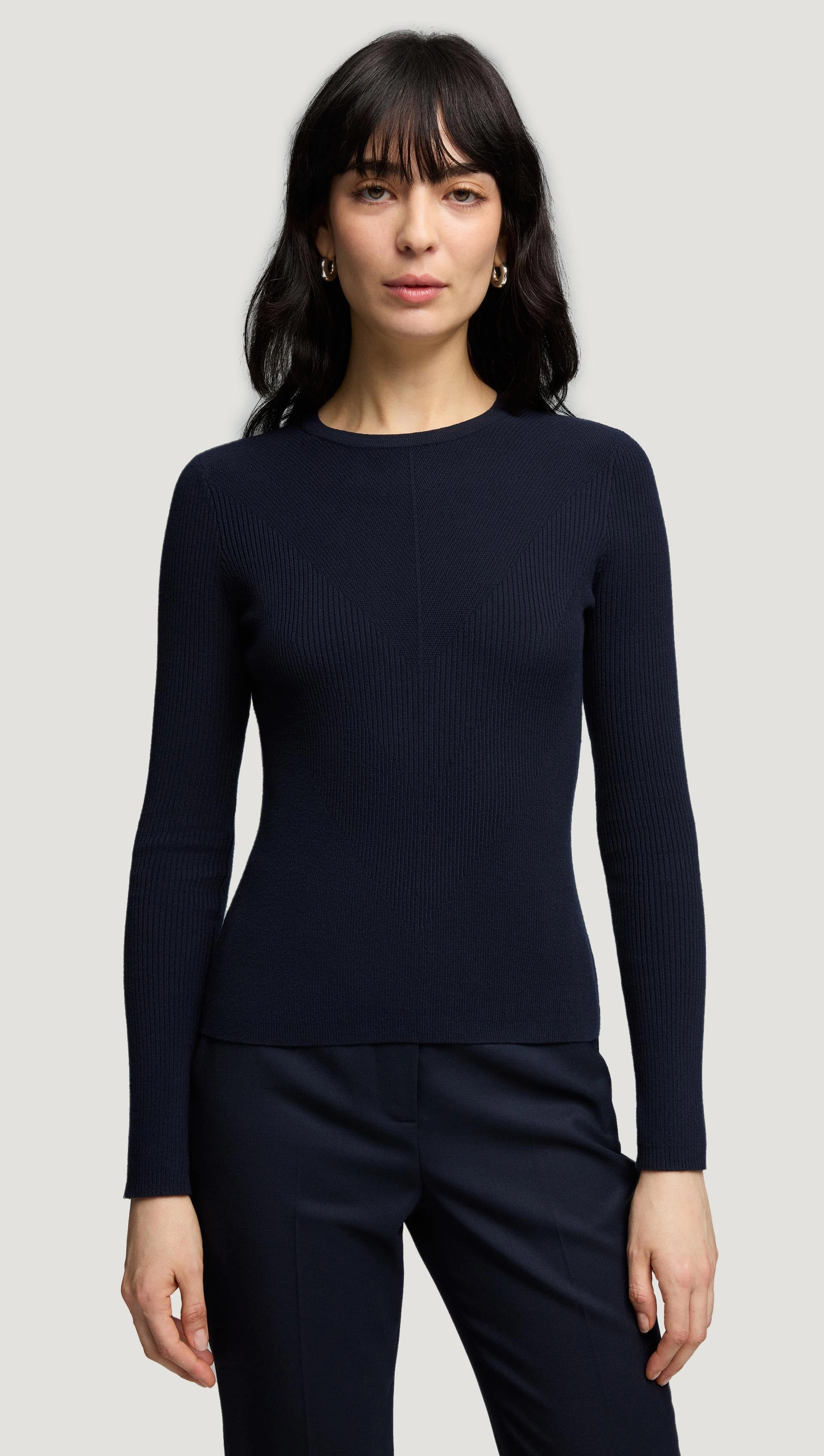 Knit Longsleeve Crew in Stretch Tencel | Midnight Athletic City Casual