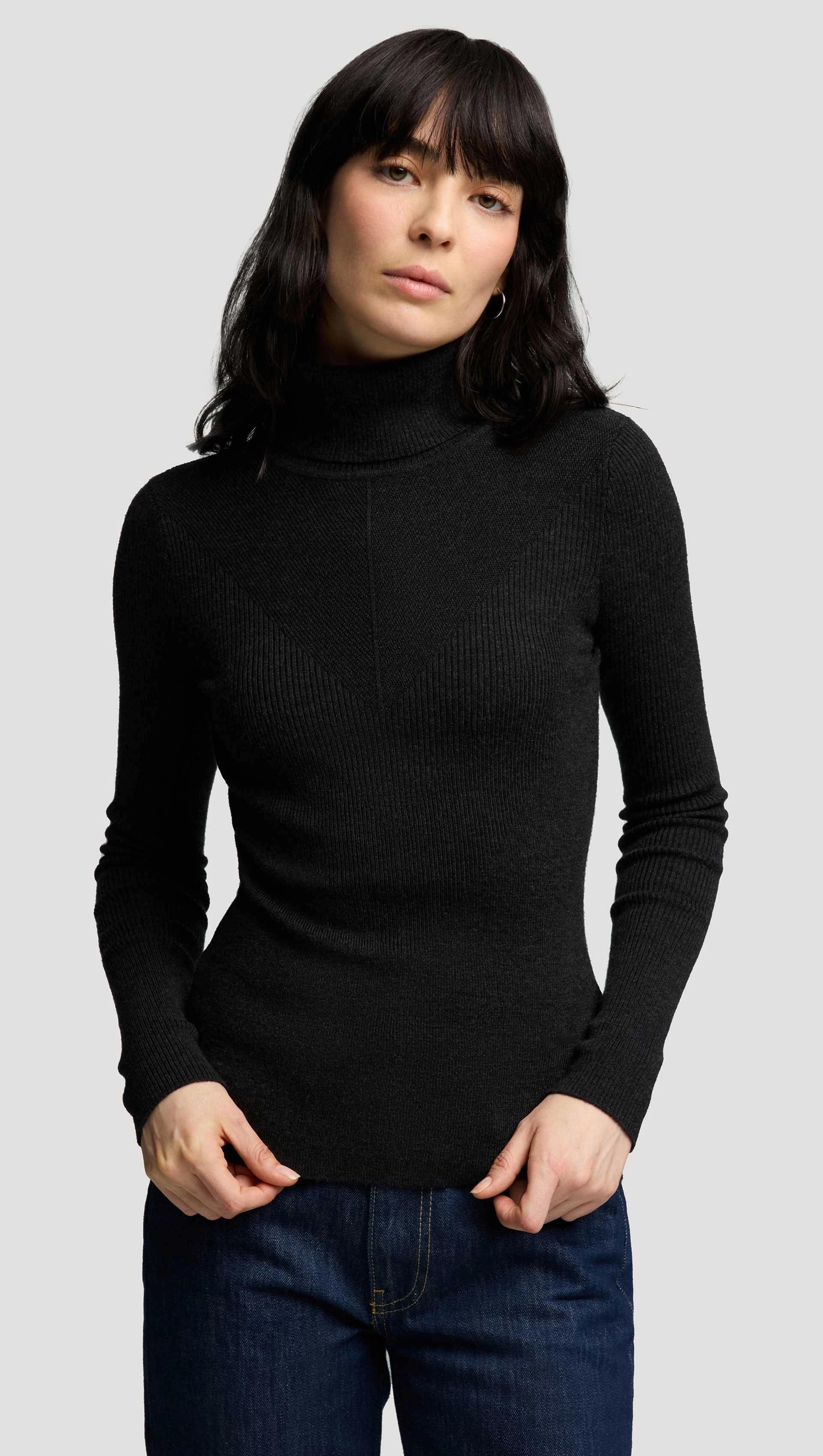 Cold Layer marbled Knit Longsleeve Turtleneck in Stretch Wool | Grey